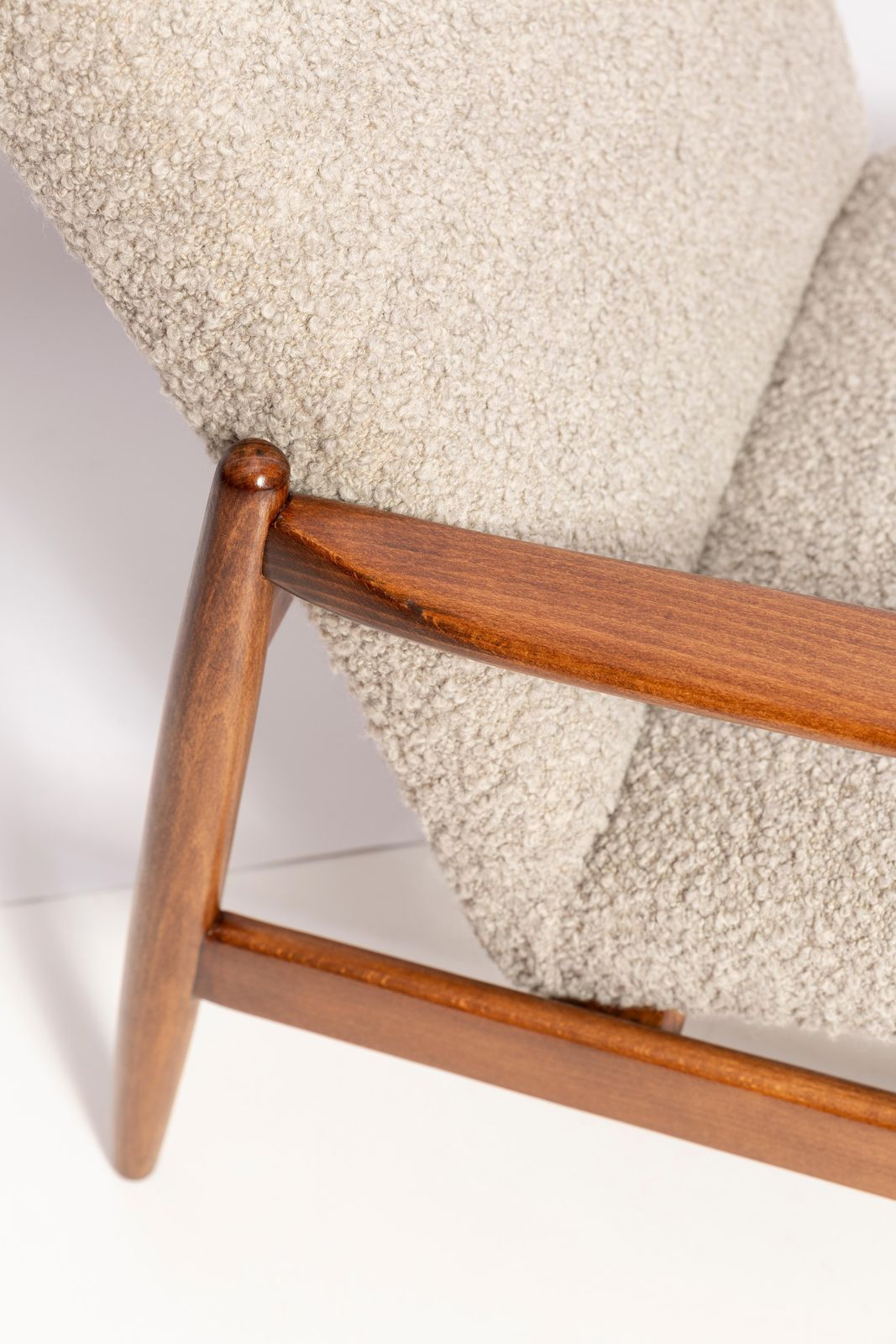 Midcentury Gray Alpaca Wool Armchair, Edmund Homa, Poland, 1960s photo vinterior