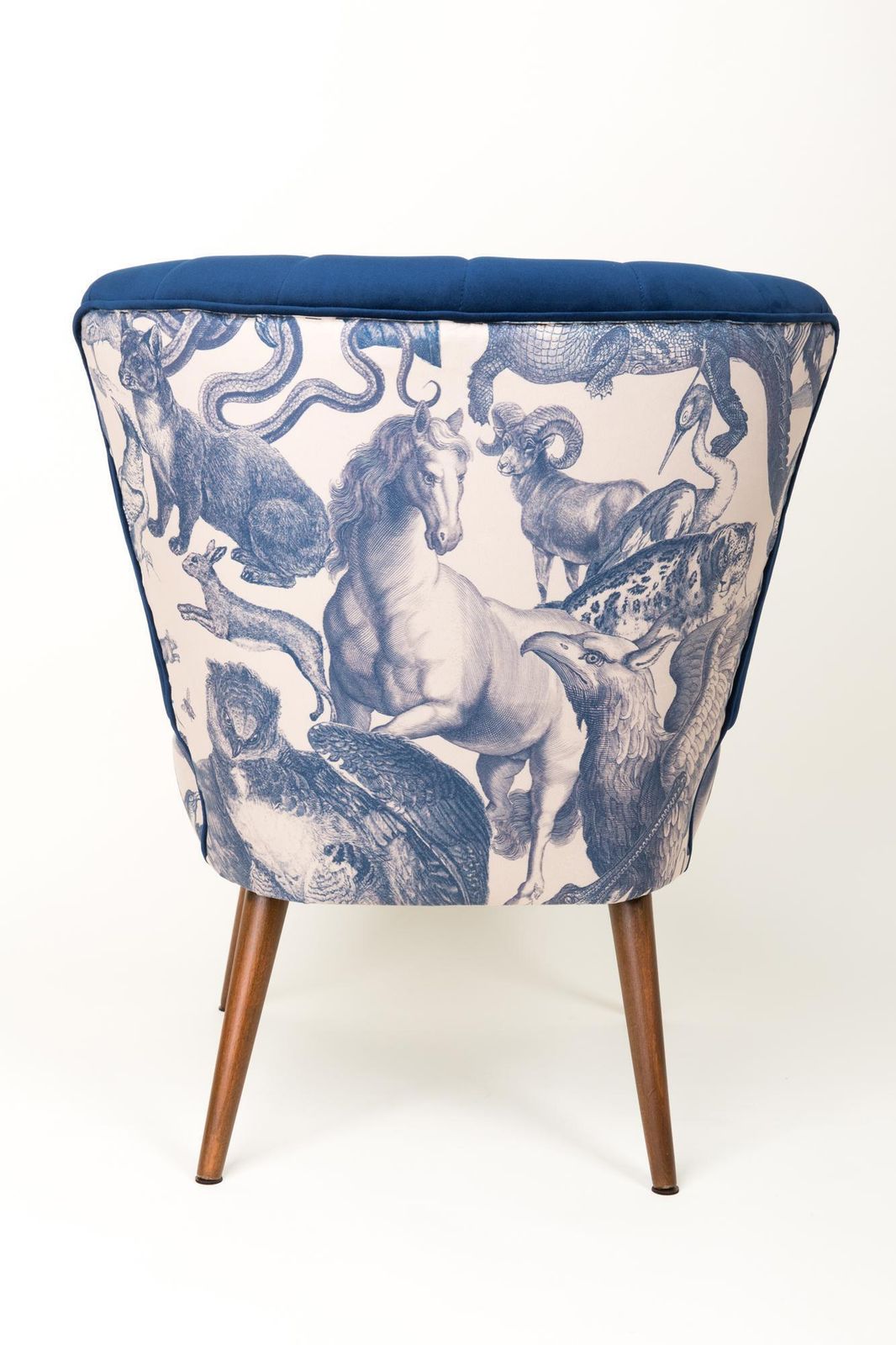 Midcentury Navy Blue Velvet Armchair, Animal Pattern, Germany, 1960s photo Furniture
