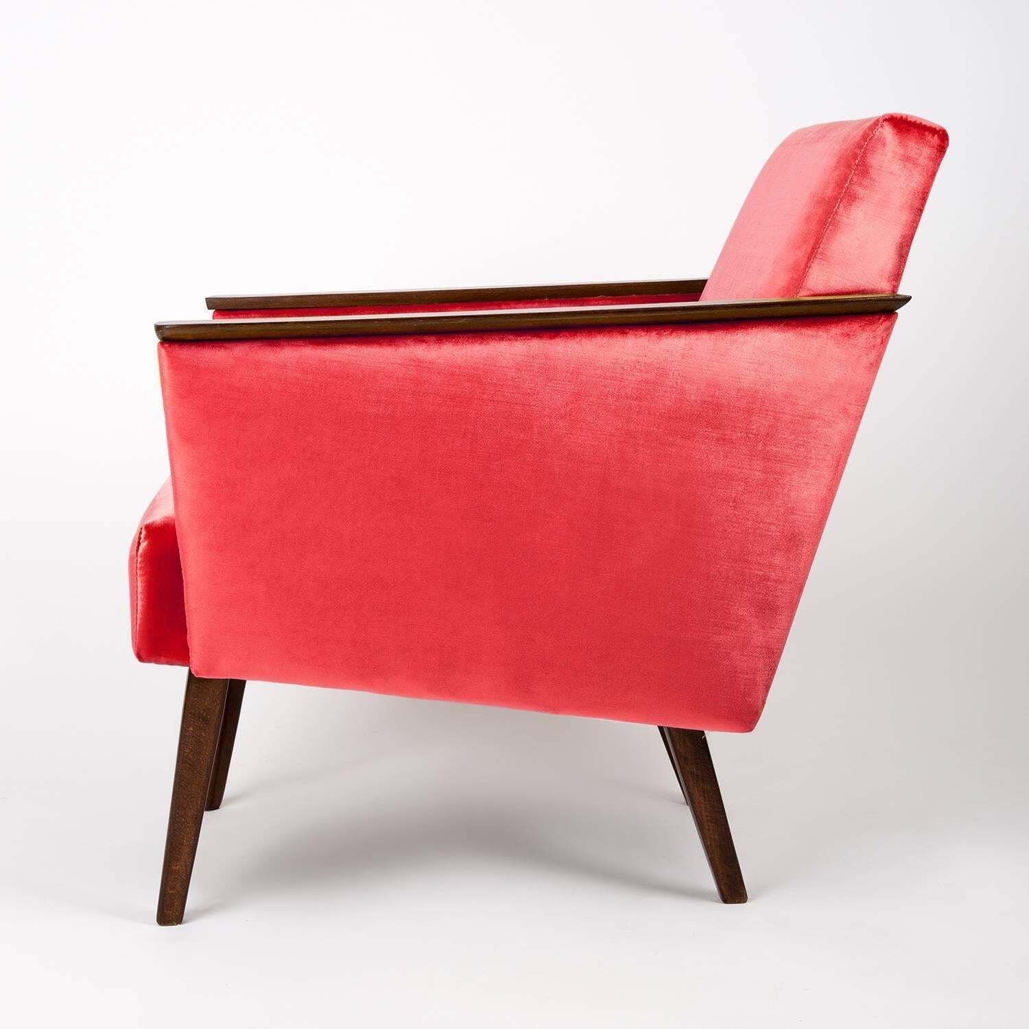 Pair Of Red Armchairs, 1960s, Ddr, Germany photo vintage