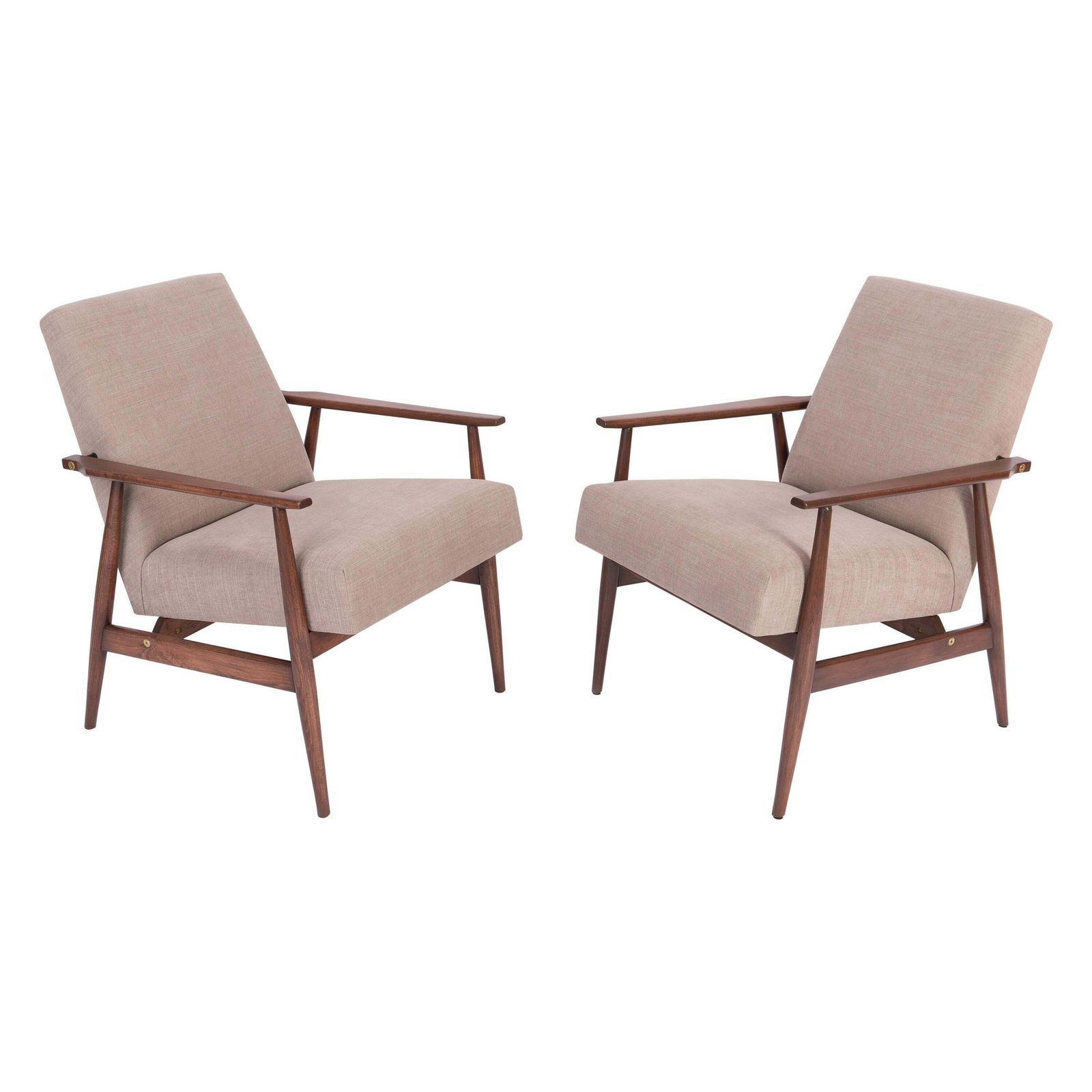 Set Of Two 20th Century Beige Dante Armchairs, H. Lis, 1960s