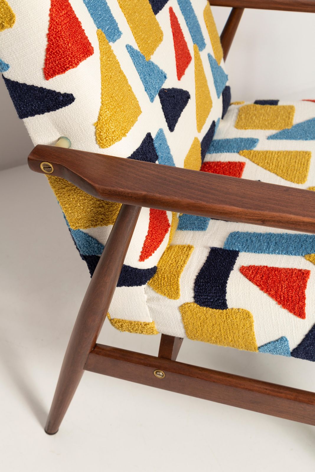 Pair Of Mid Century Pop Art White Boucle Armchairs, H. Lis, Poland, 1960s photo Furniture