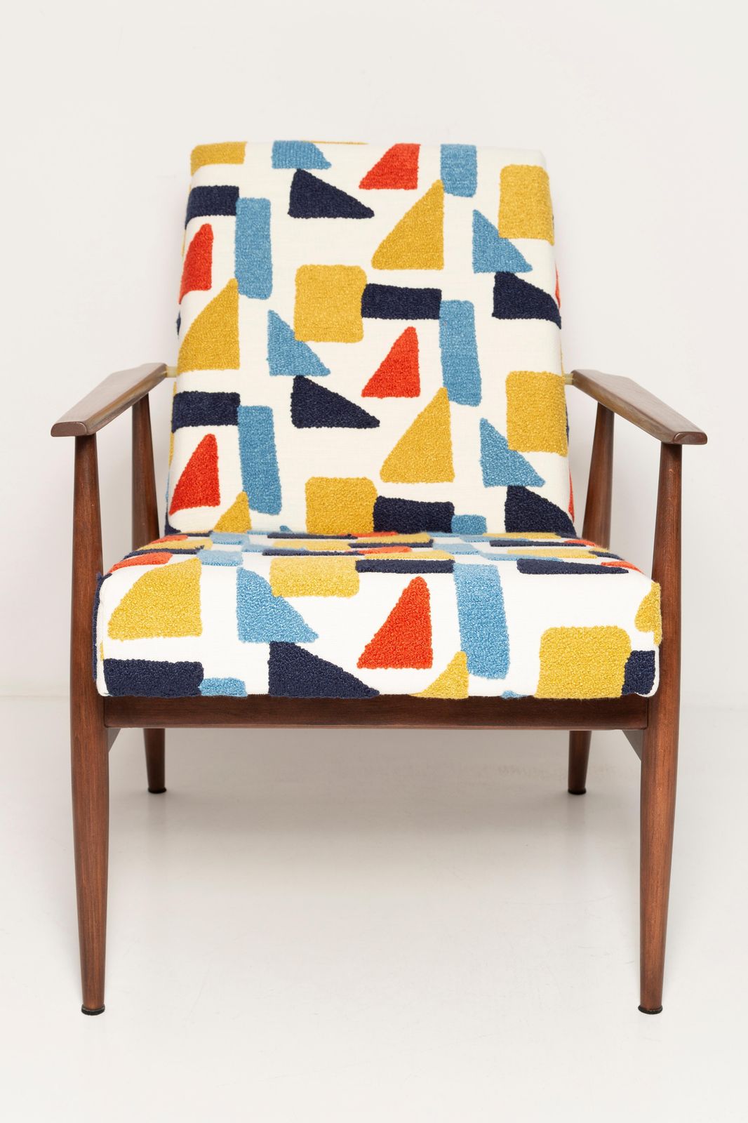 photo furniture Pair Of Mid Century Pop Art White Boucle Armchairs, H. Lis, Poland, 1960s