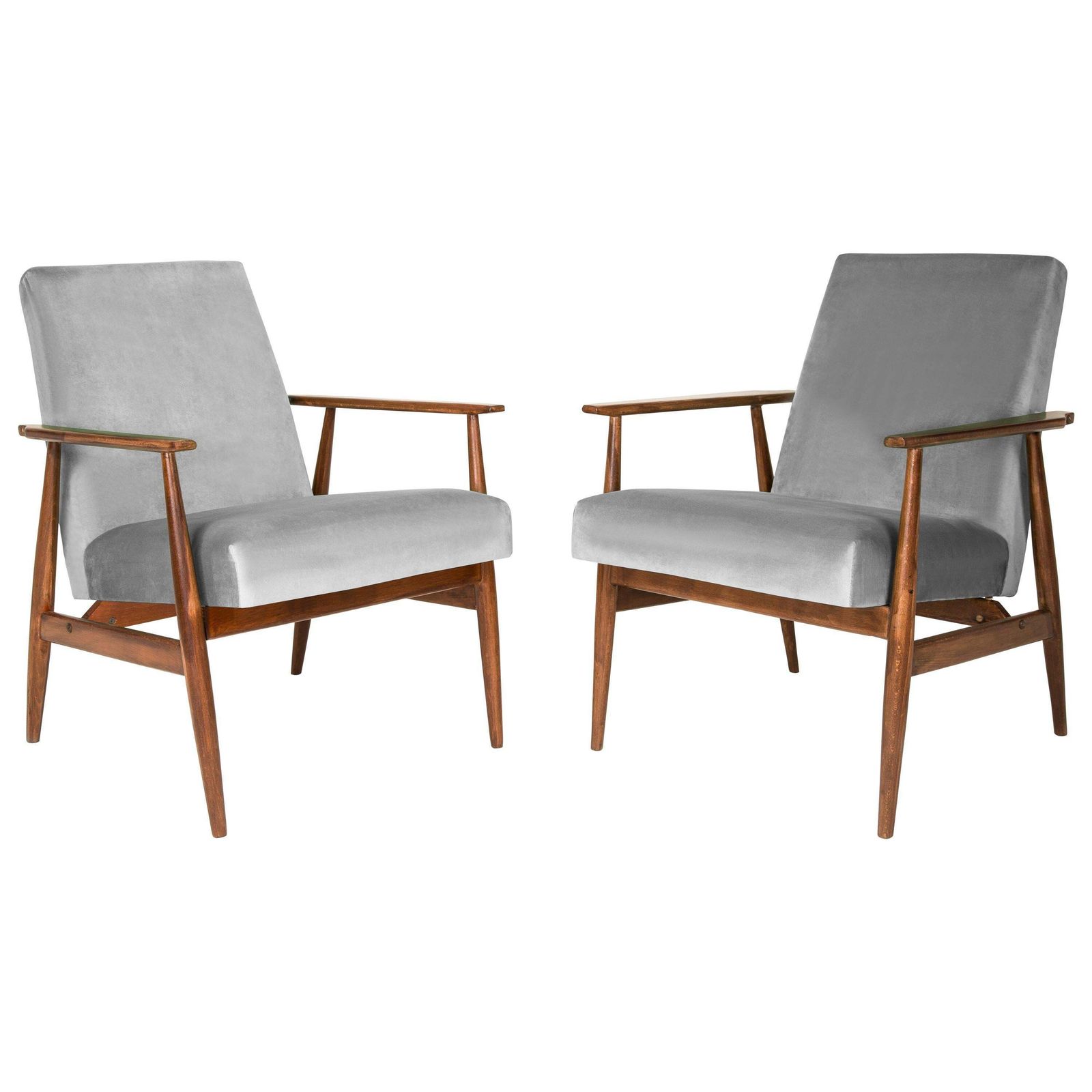 20th Century Pair Of Light Gray Dante Armchairs, H. Lis, 1960s