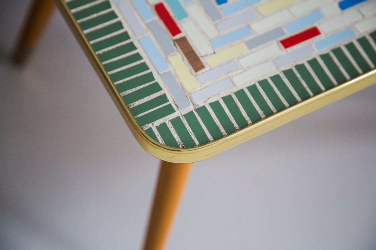 photo furniture Midcentury Unique Flowerbed Pedestal, Ceramic Mosaic, Side Table, Germany, 1970s