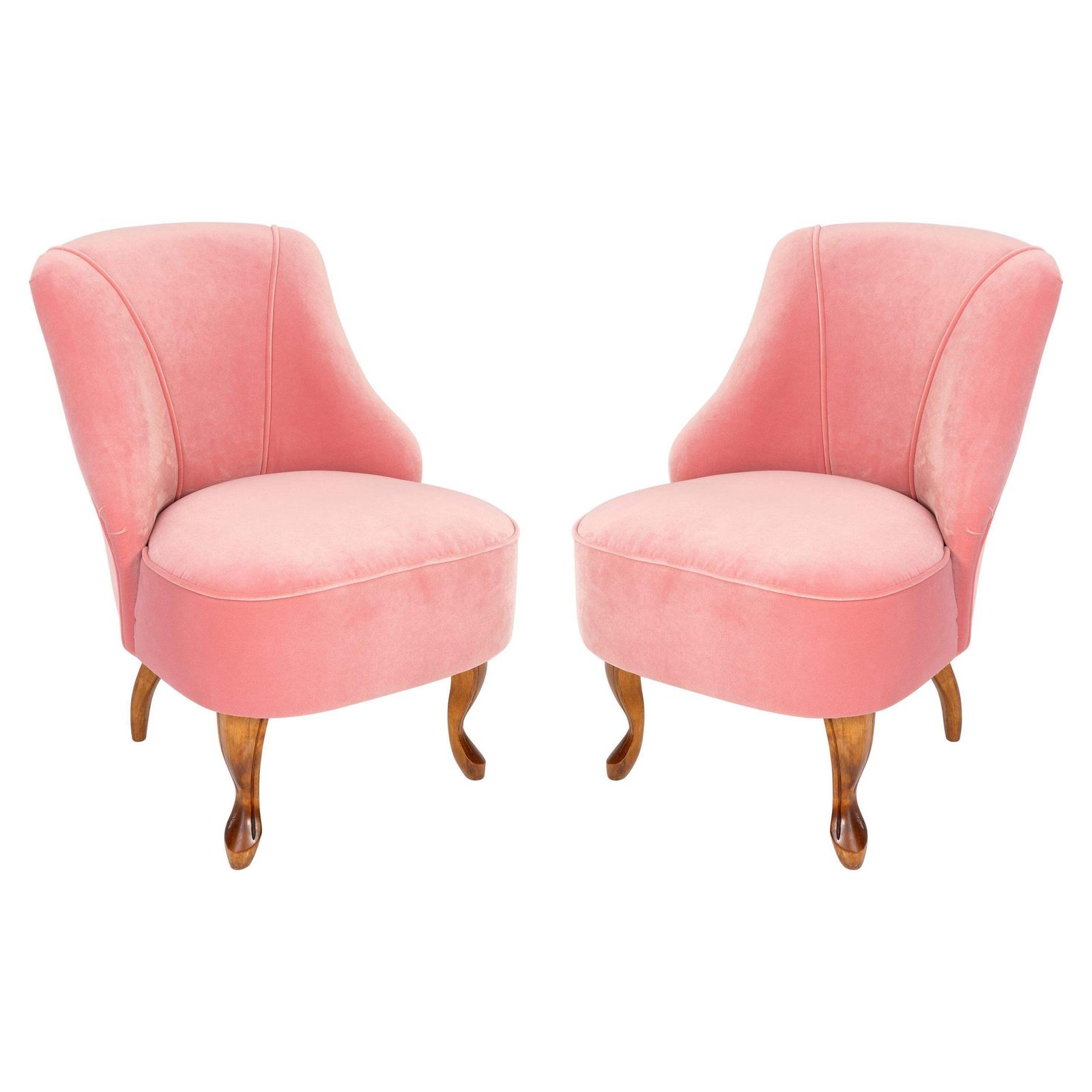 Set Of Two 20th Century Art Deco Baby Pink Armchairs, 1950s