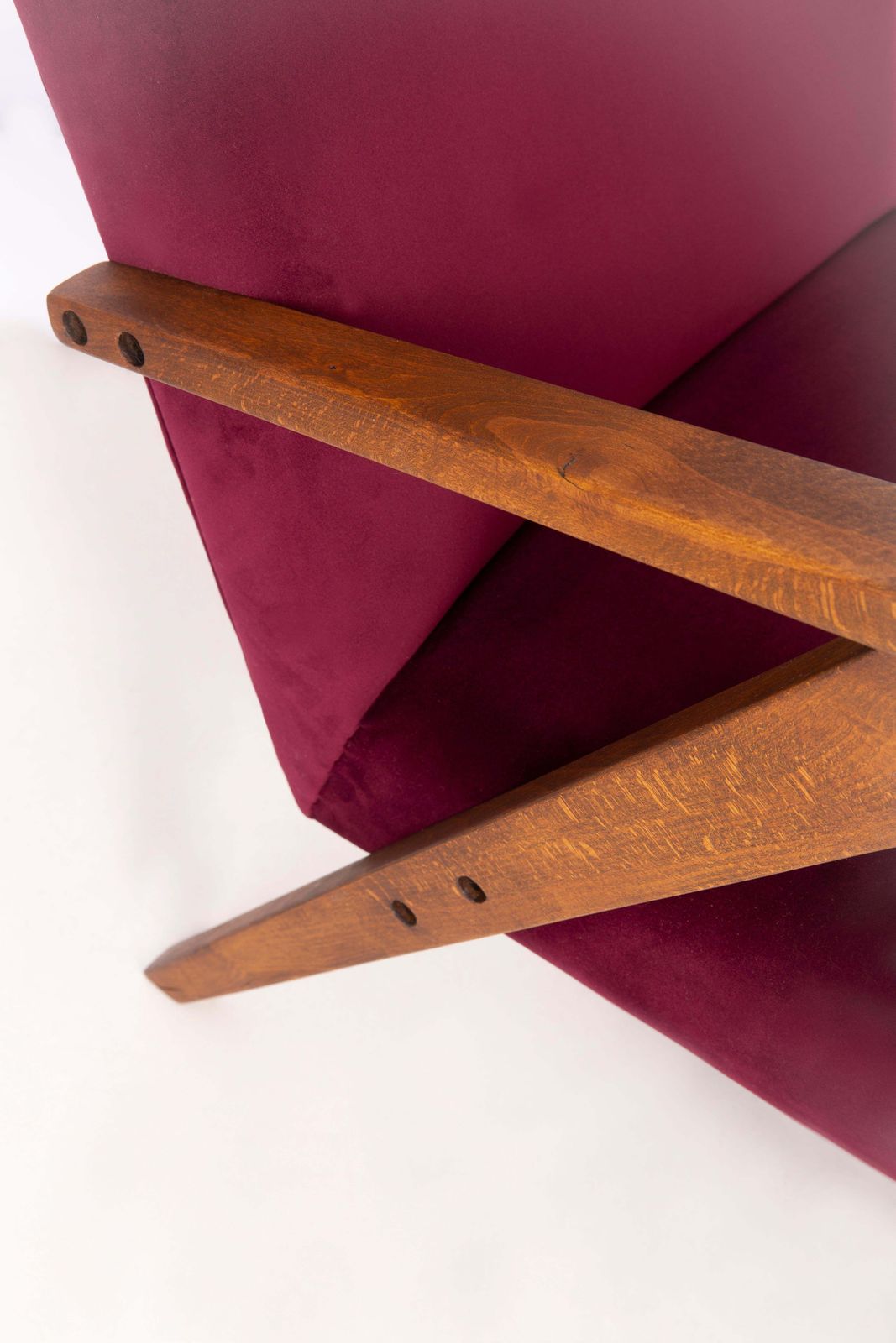 photo for sale Pair Of Midcentury Burgundy Velvet Var Armchairs, 1960s