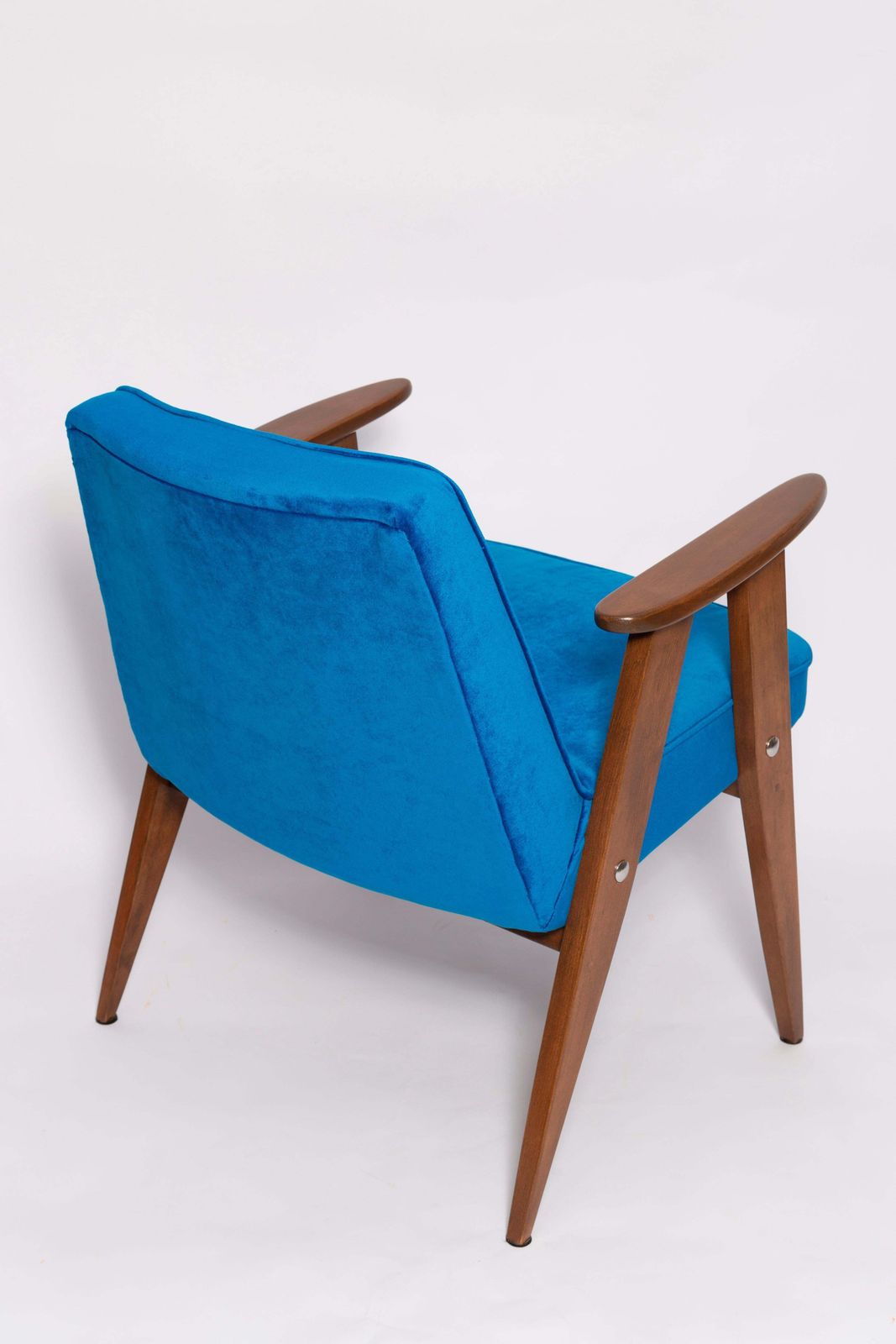 Pair Of Mid Century 366 Armchairs In Blue Velvet, Jozef Chierowski, Europe 1960 photo buy