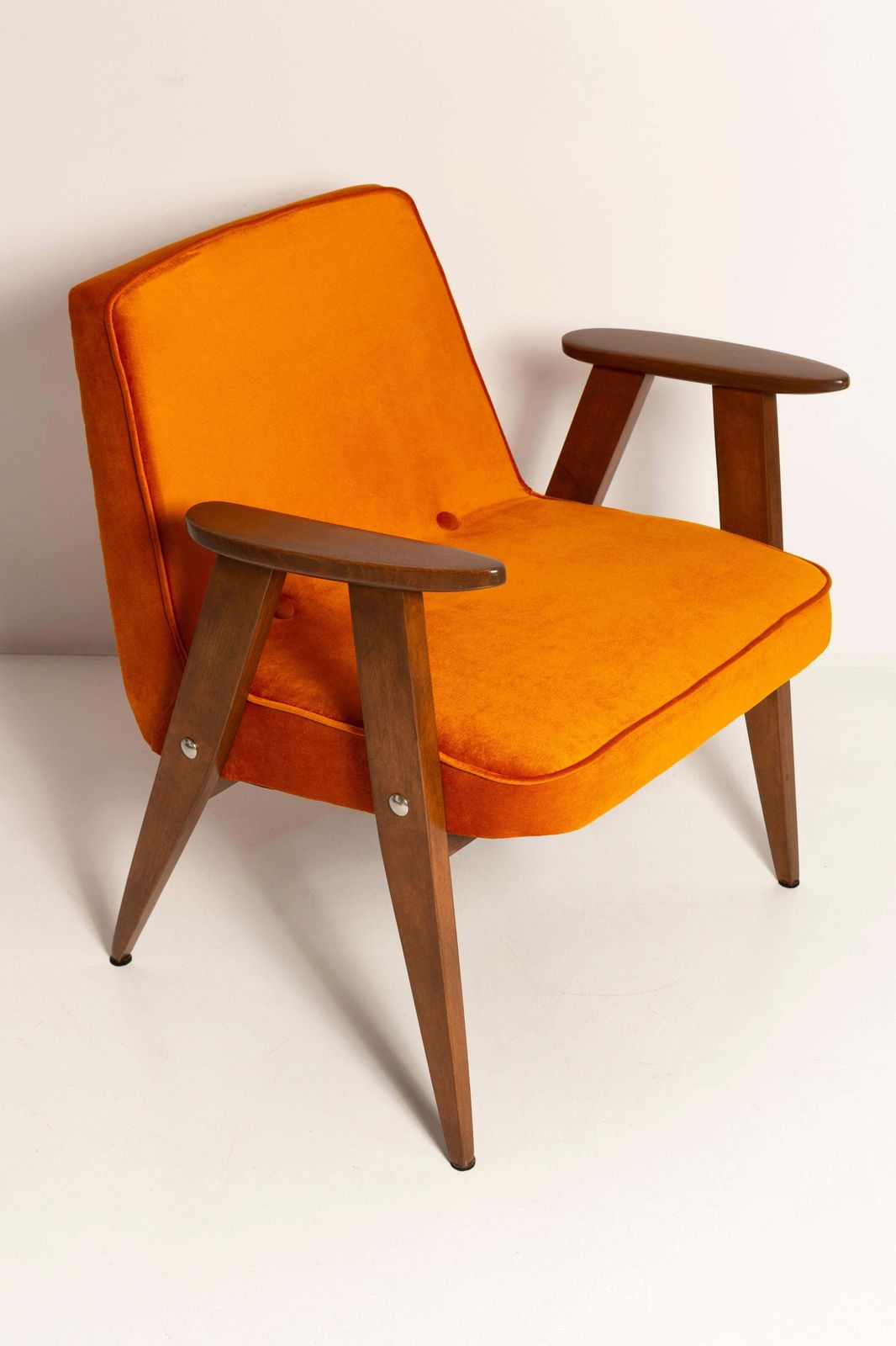 Pair Of Mid Century 366 Armchairs In Orange Velvet, Jozef Chierowski, Europe 1960 photo furniture