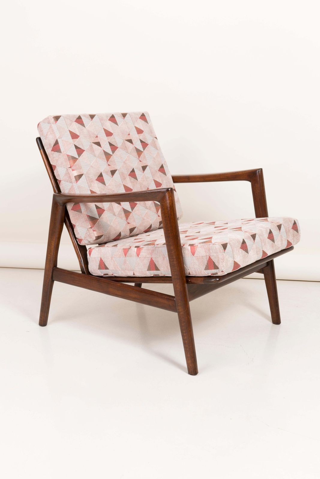 Paar Geometrisch Bedrukte Fluwelen Fauteuils, Jaren 1960, Polen photo vintage