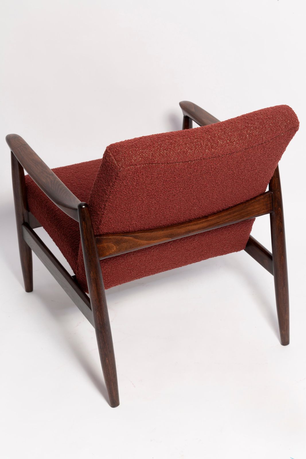 2551.0 Two Mid Century Burgundy Boucle Gfm 64 Armchairs, Edmund Homa, Europe, 1960s photo