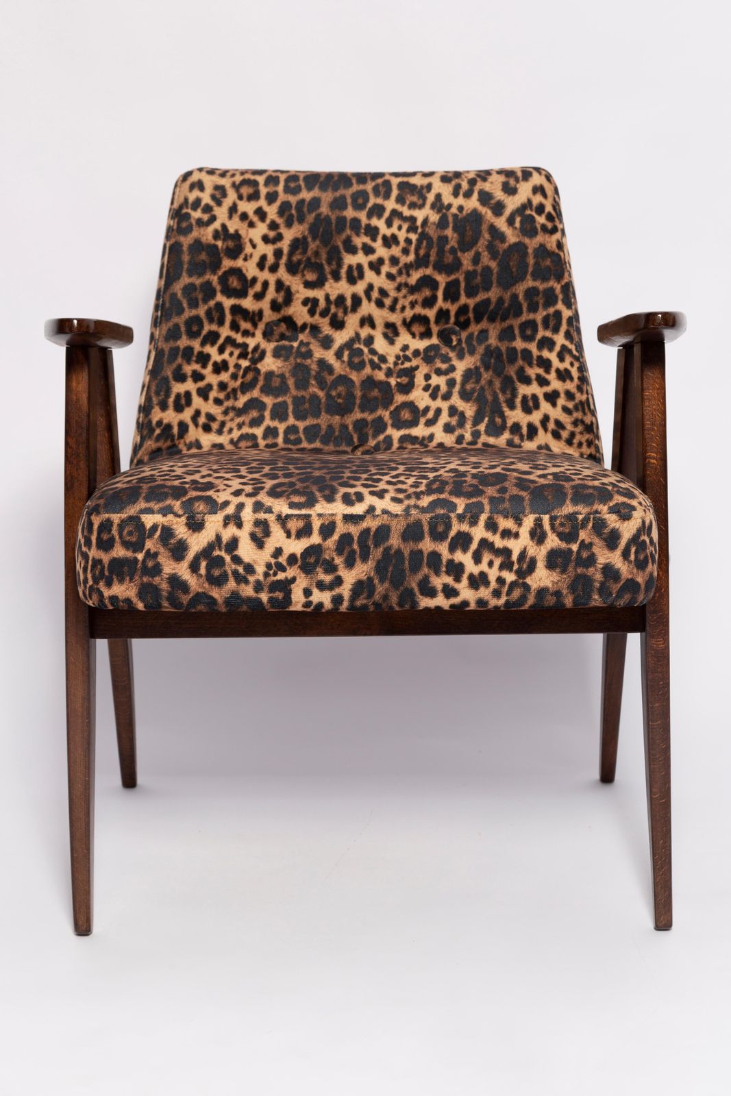 Two Midcentury 366 Armchairs In Leopard Print Velvet, Jozef Chierowski, 1960s photo buy
