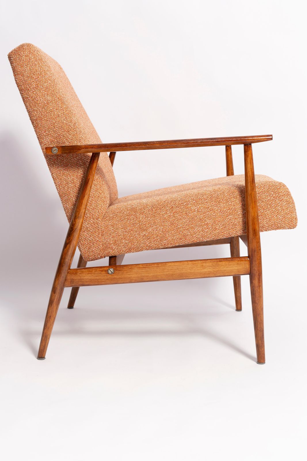Set Of Two Mid Century Melange Orange Dante Armchairs And Stools, H. Lis, 1960s photo vintage