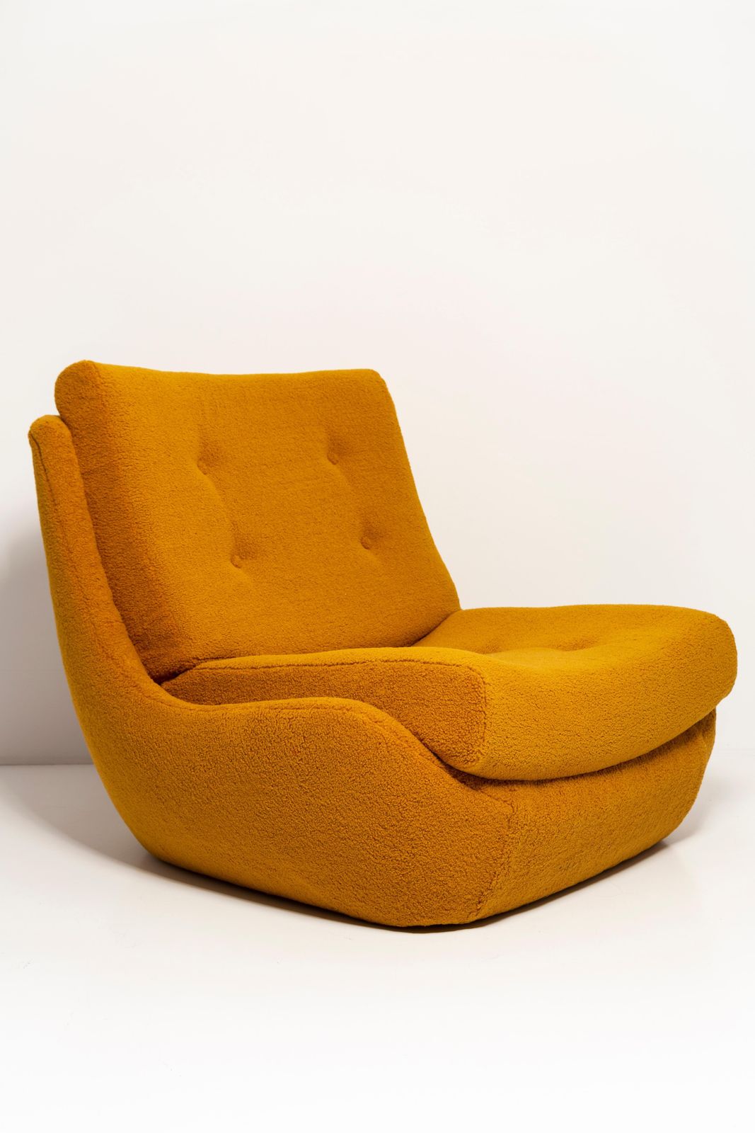 20th Century Vintage Ochre Yellow Boucle Atlantis Big Armchair, 1960s photo for sale