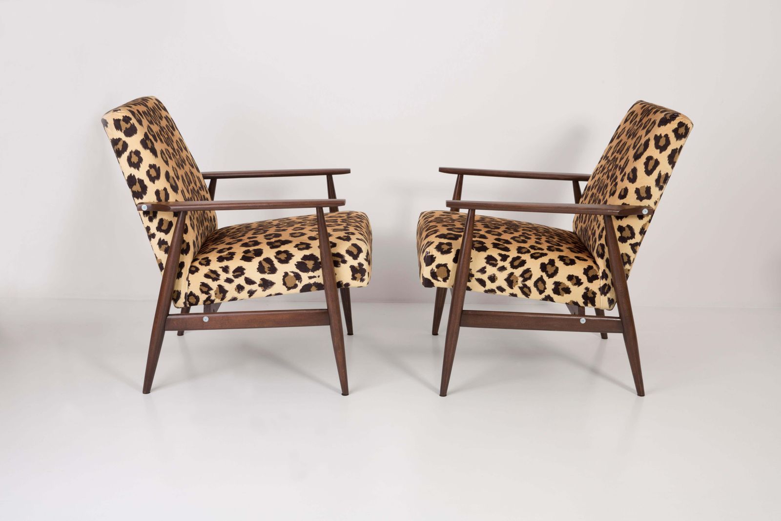 Set Of Two Midcentury Leopard Print Velvet Dante Armchairs, H. Lis, 1960s photo furniture