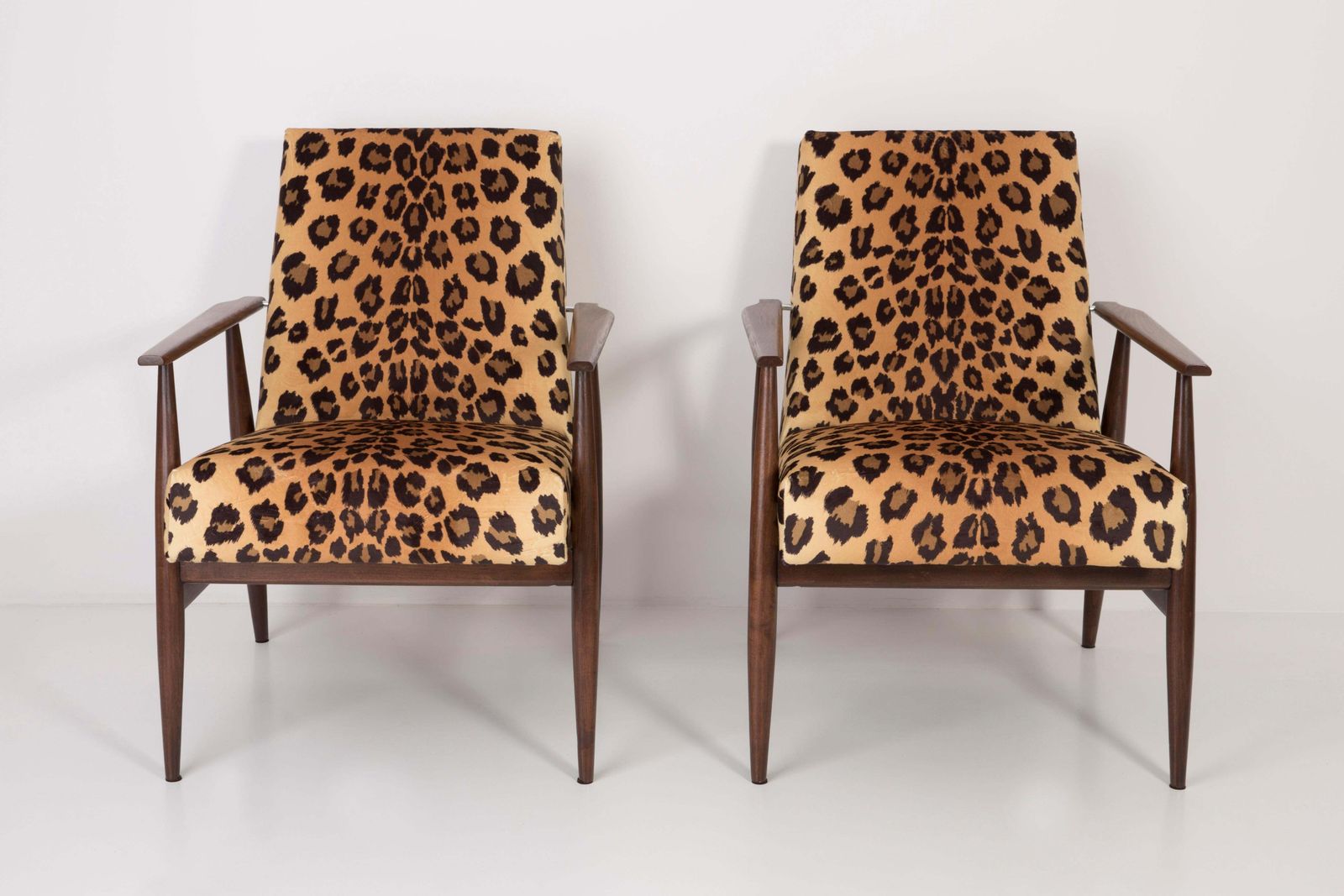 Set Of Two Midcentury Leopard Print Velvet Dante Armchairs, H. Lis, 1960s photo for sale