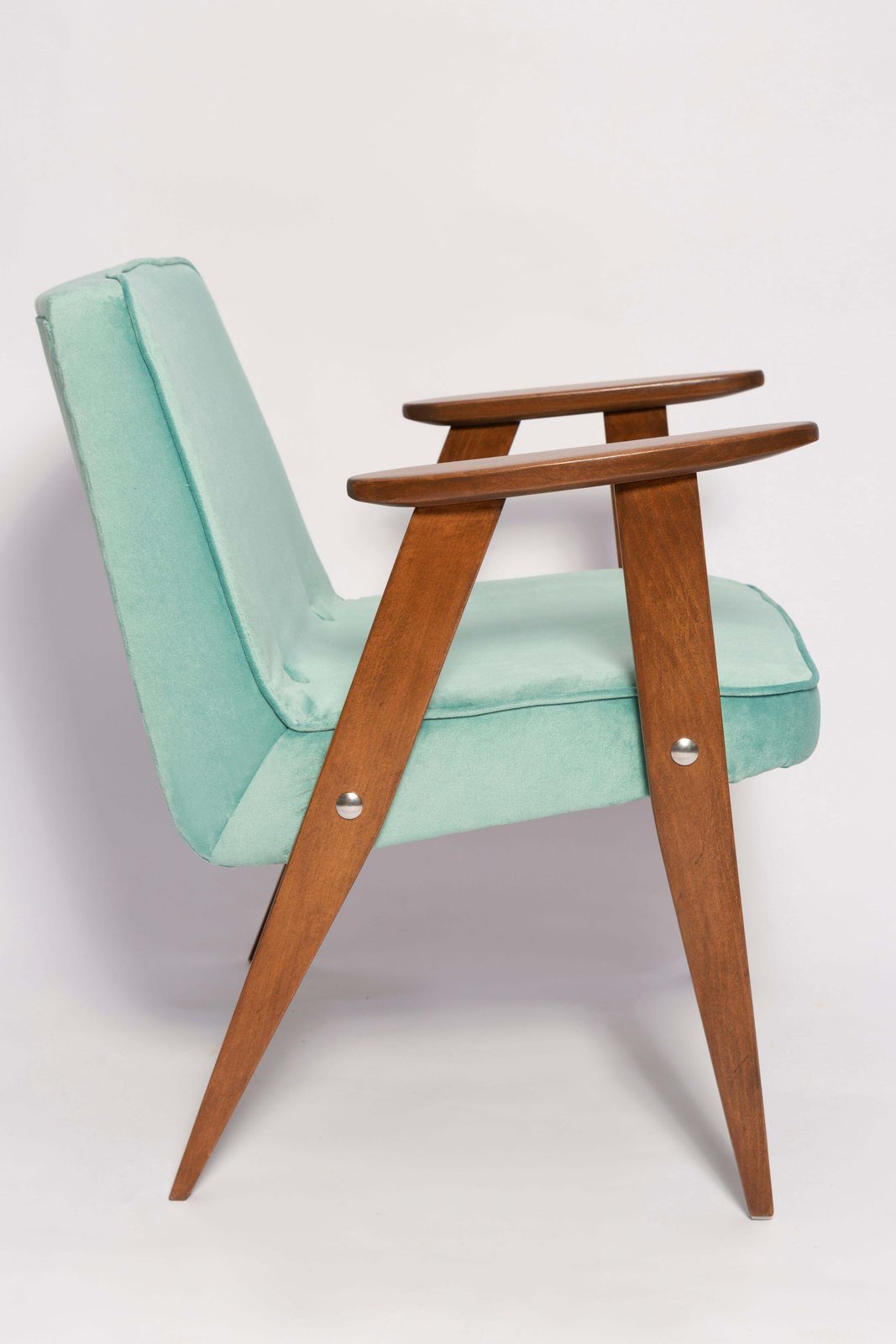 Furniture Pair Of Mid Century 366 Armchairs, Mint And Purple, By Chierowski, Europe, 1960s photo