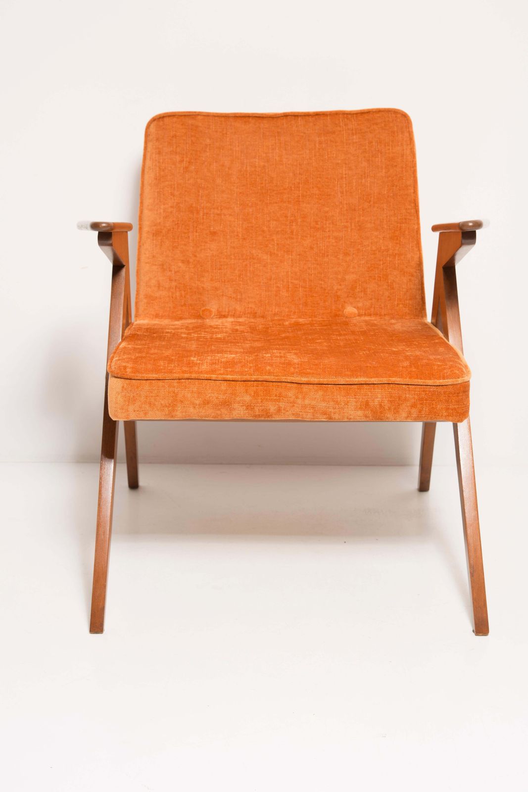 Furniture Set Of Two Midcentury Orange Bunny Armchairs By Jozef Chierowski, Poland, 1960s photo