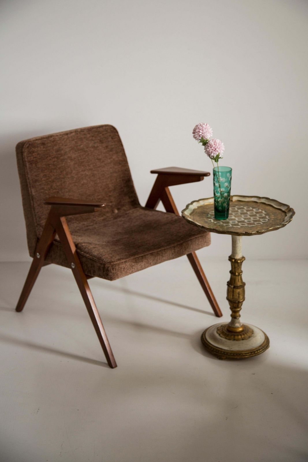 Set Of Two Midcentury Brown Bunny Armchairs, By Jozef Chierowski, Poland, 1960s photo furniture