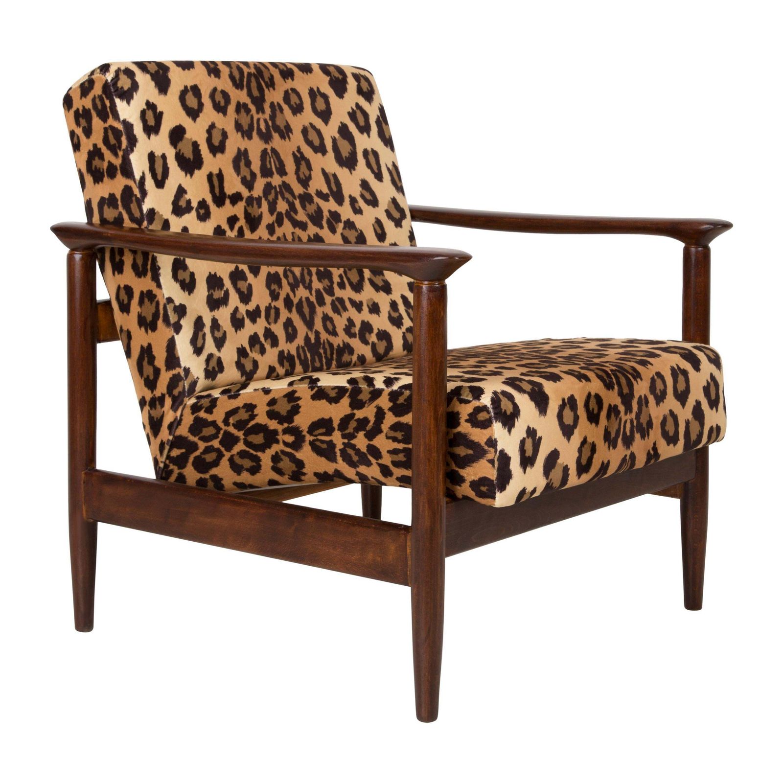 Two 20th Century Leopard Velvet Armchairs, Edmund Homa, Gfm 142, 1960s, Poland