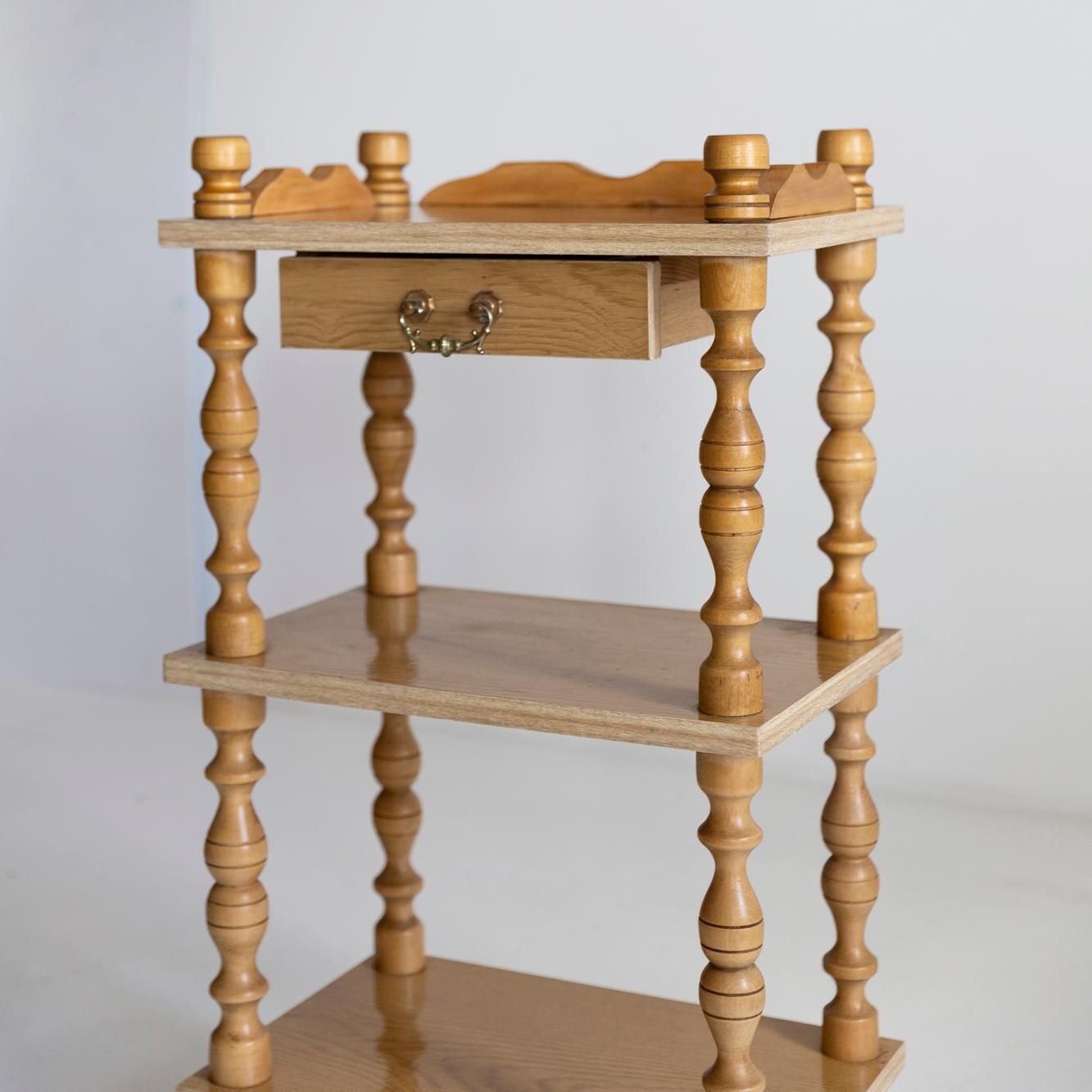 Mid Century Vintage Night Table, Whatnot, Shelf, Stand, Beechwood, Europe, 1960s photo for sale