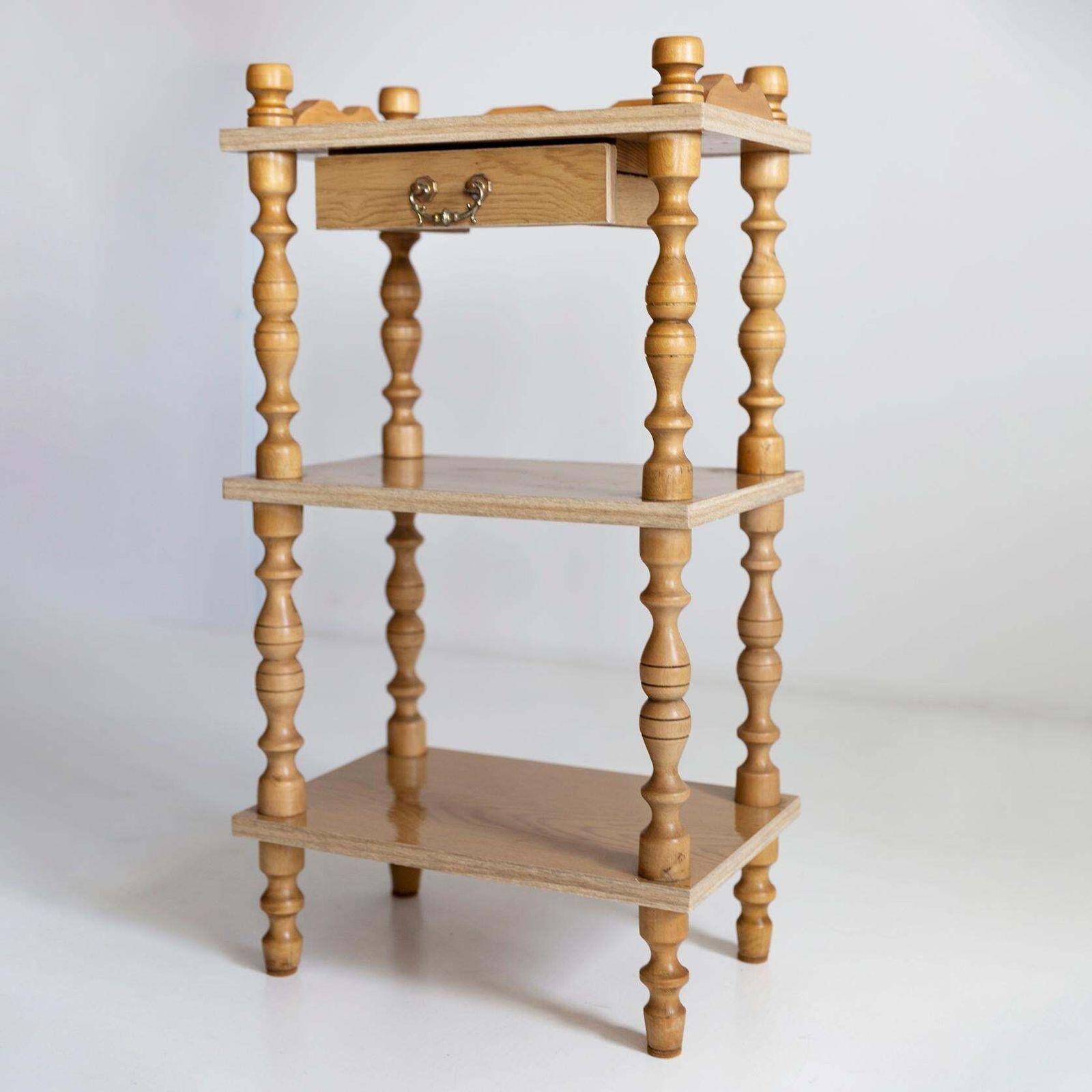 Mid Century Vintage Night Table, Whatnot, Shelf, Stand, Beechwood, Europe, 1960s photo Furniture