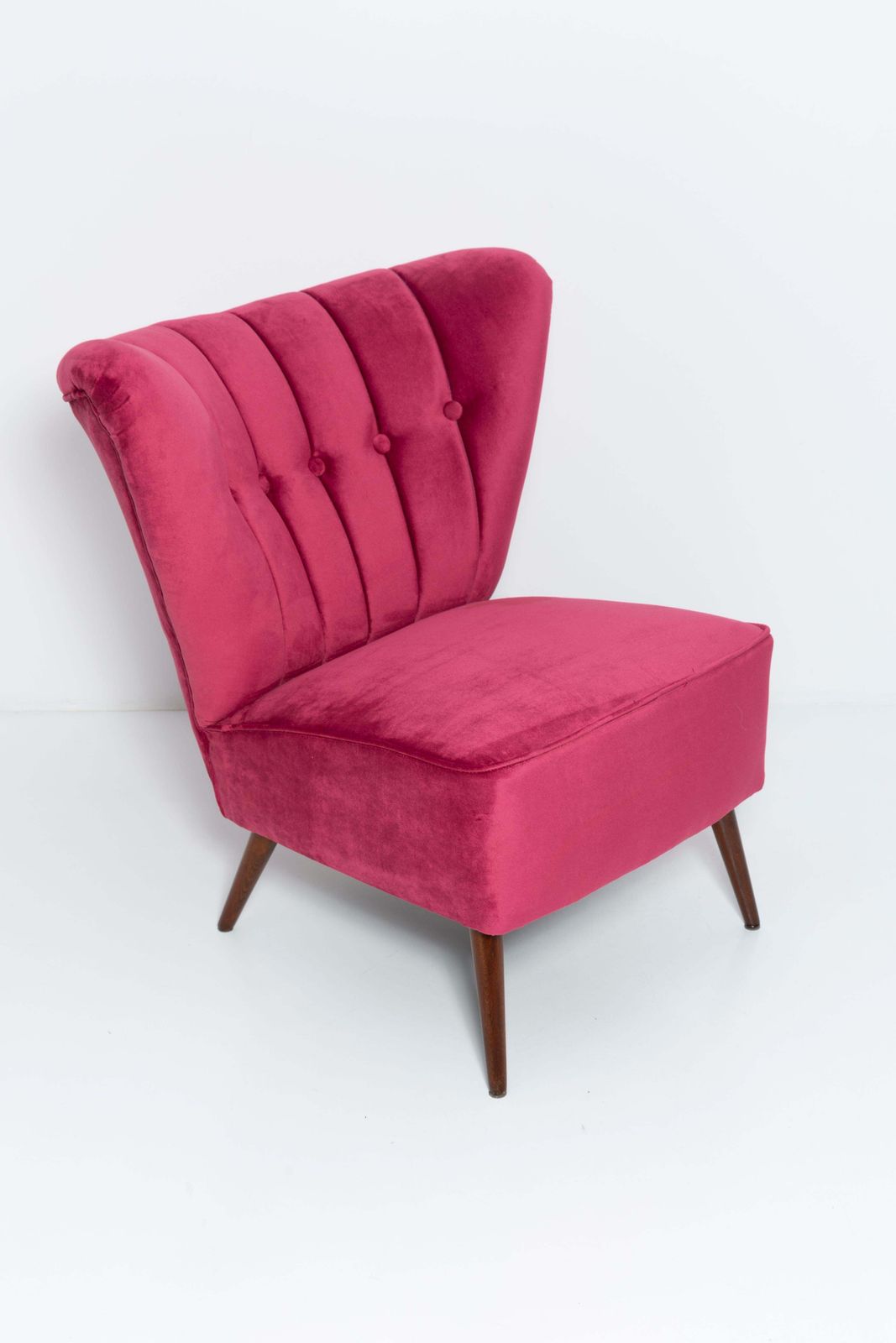 Set Of Two Midcentury Magenta Pink Velvet Club Armchairs, Europe, 1960s photo furniture
