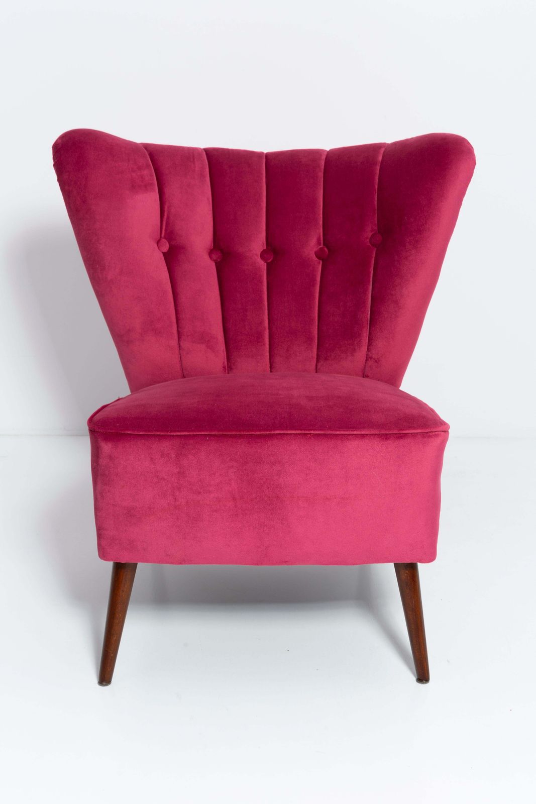 Set Of Two Midcentury Magenta Pink Velvet Club Armchairs, Europe, 1960s photo buy