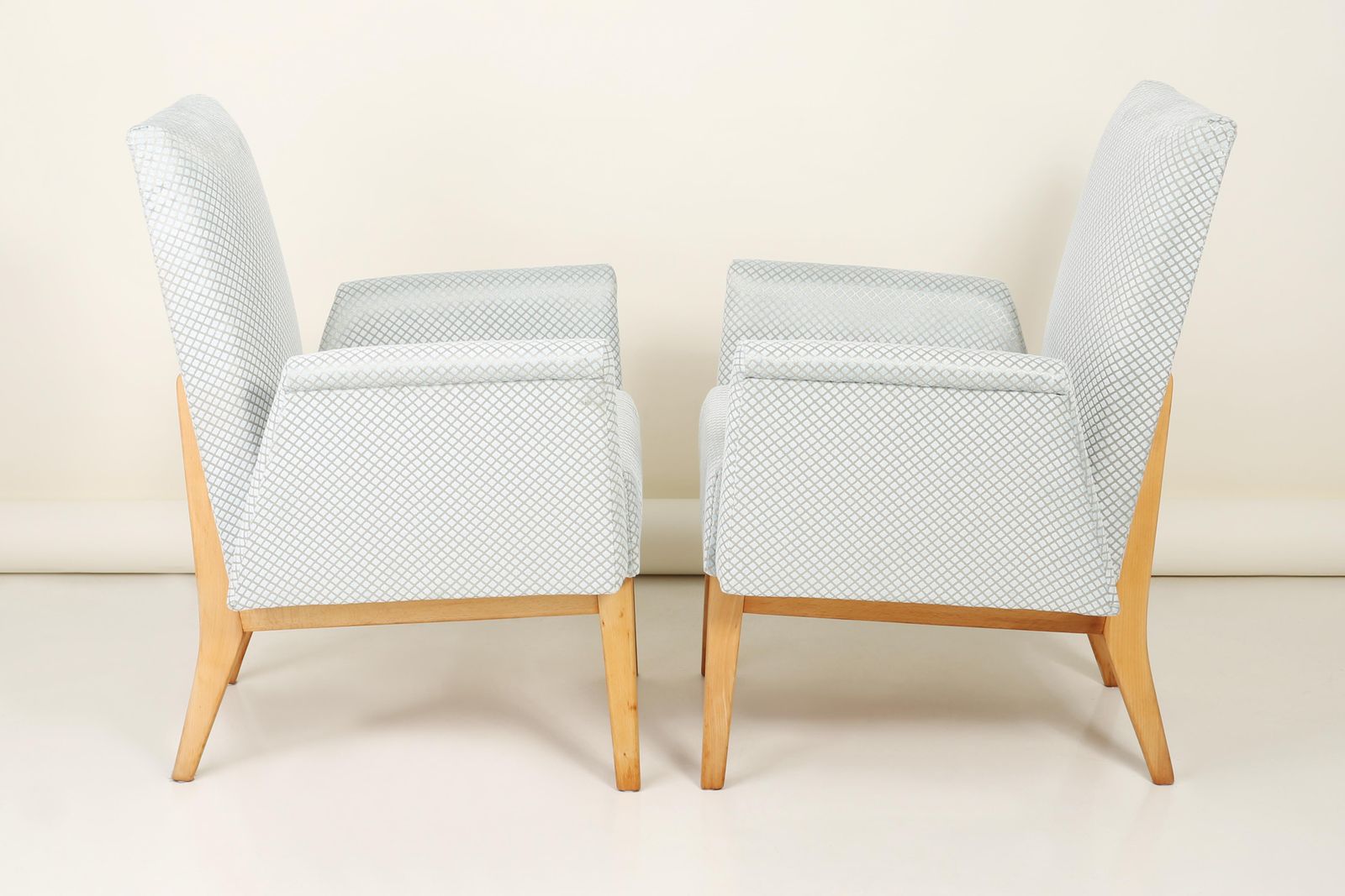 Pair Of Mid Century Modern Baby Blue Velvet Club Armchairs, 1960s photo furniture