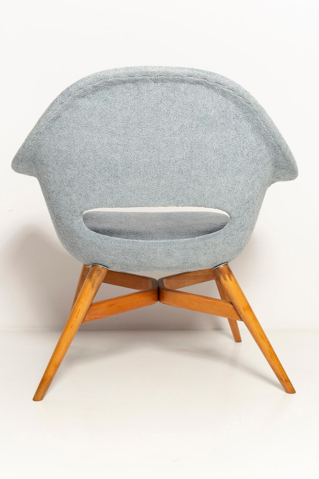 Furniture Set Of Two Mid Century Light Blue Shell Chairs, By Navratil, Czechoslovakia 1960 photo