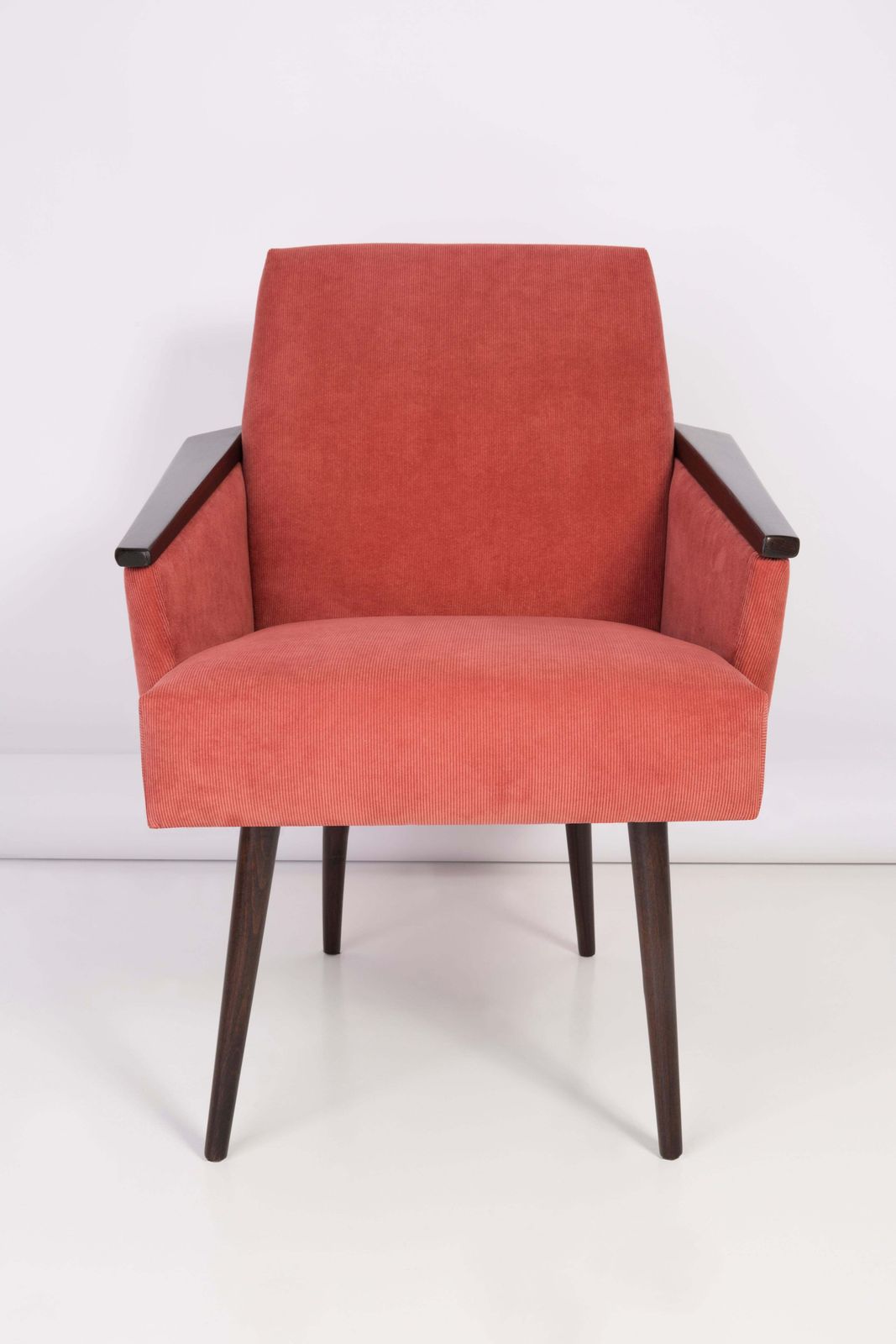 Paar Mid Century Fauteuils Met Roze Corduroy Bekleding, Jaren 1960 photo Meubels