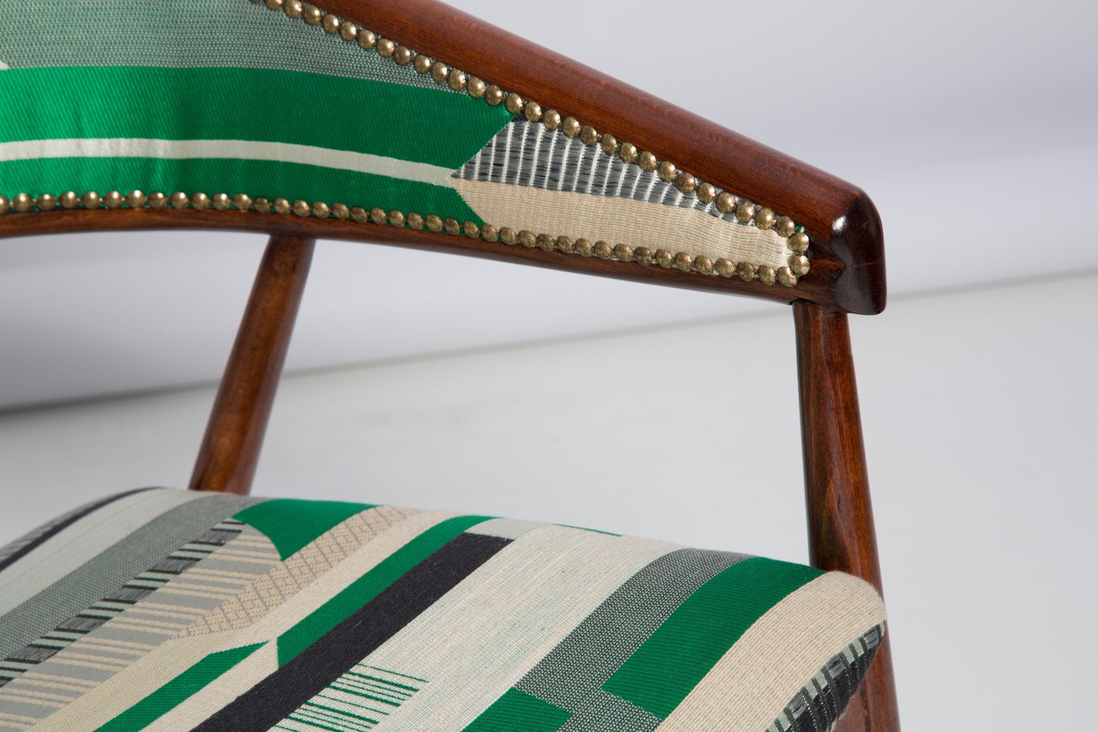 Furniture Pair Of Mid Century Radomsko B 3300 Armchairs, Babelia Jacquard, 1960s, Europe photo