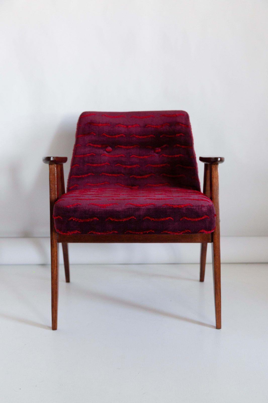 Pair Of Mid Century 366 Armchairs, Dark Velvet, By J Chierowski, Europe, 1960s photo vinterior