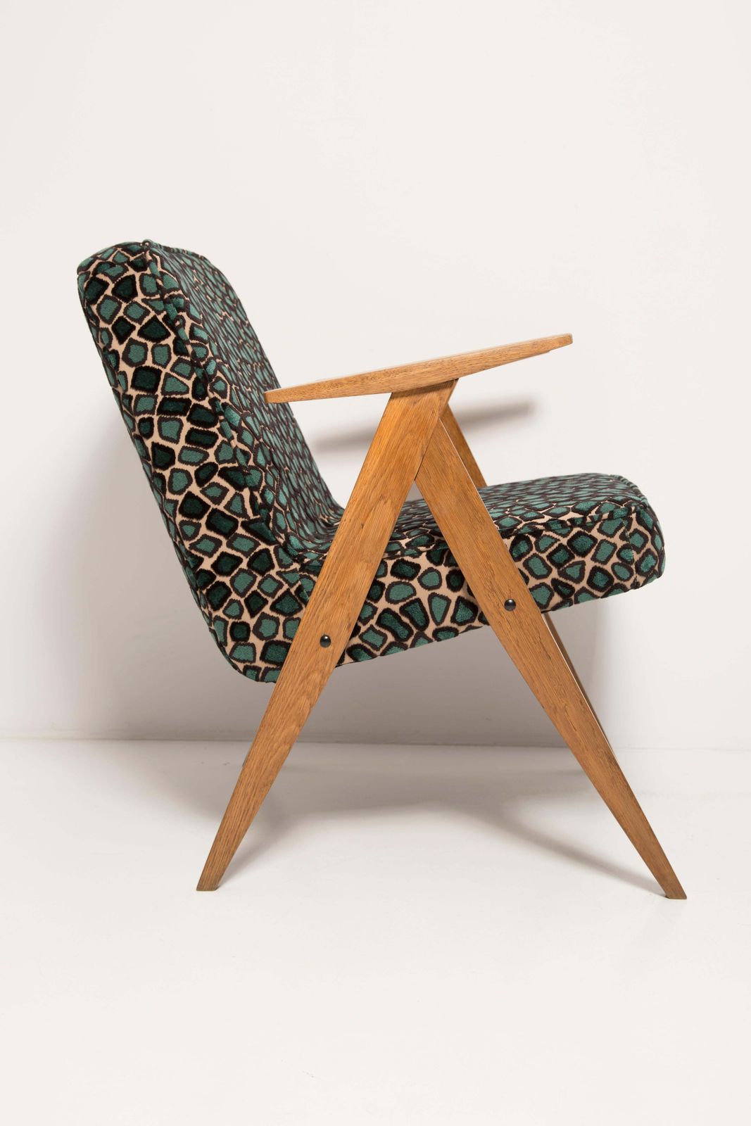 Two Mid Century 366 Armchairs In Leopard Velvet, By Chierowski, Europe, 1960s photo buy