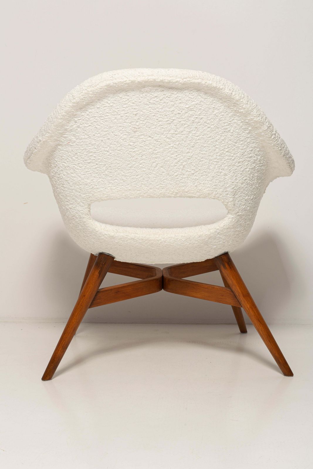 2976.0 Set Of 2 Mid Century White Boucle Shell Chairs, M Navratil, Czechoslovakia, 1960 photo