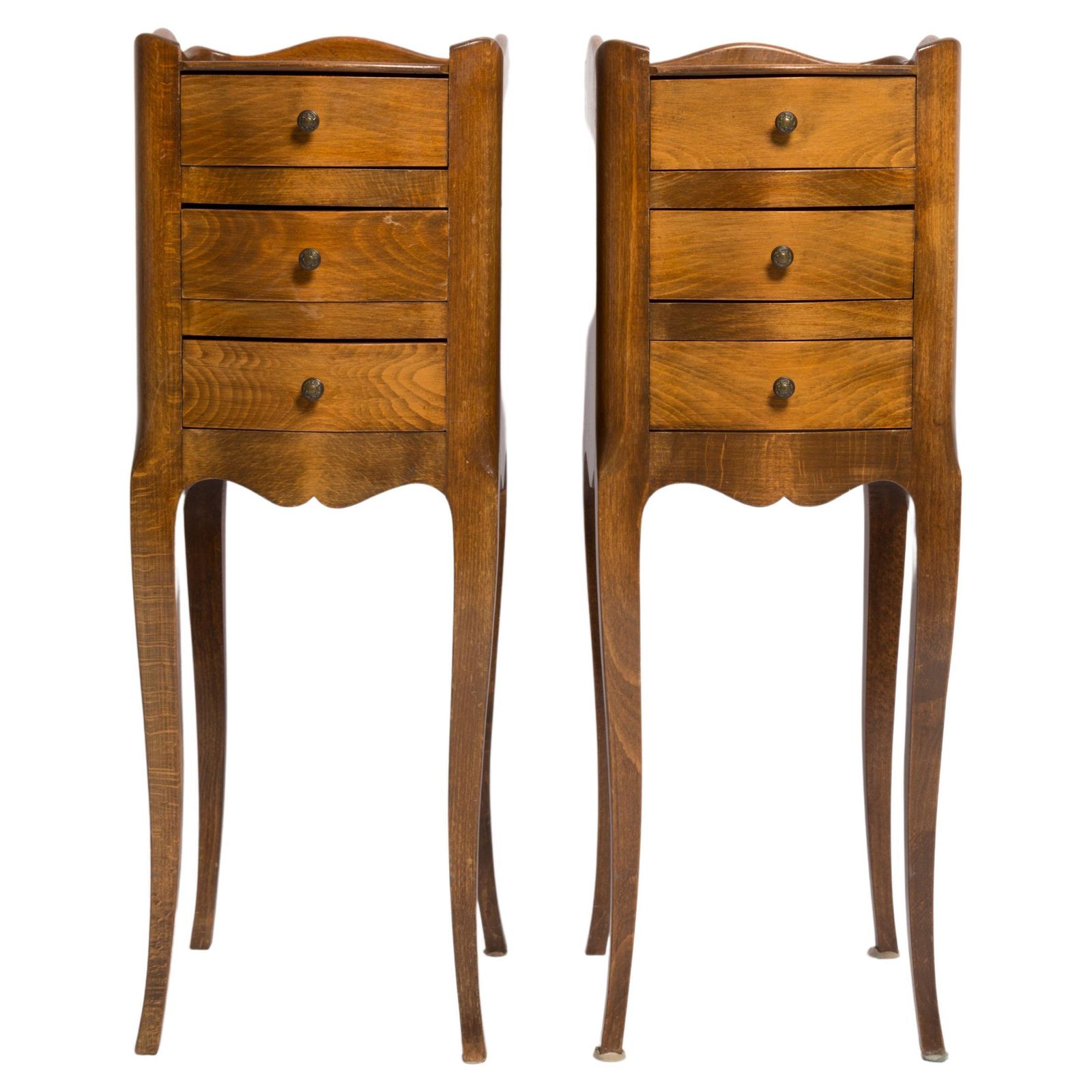 Set Of Two Mid Century Night Tables, Wood, France, 1960s