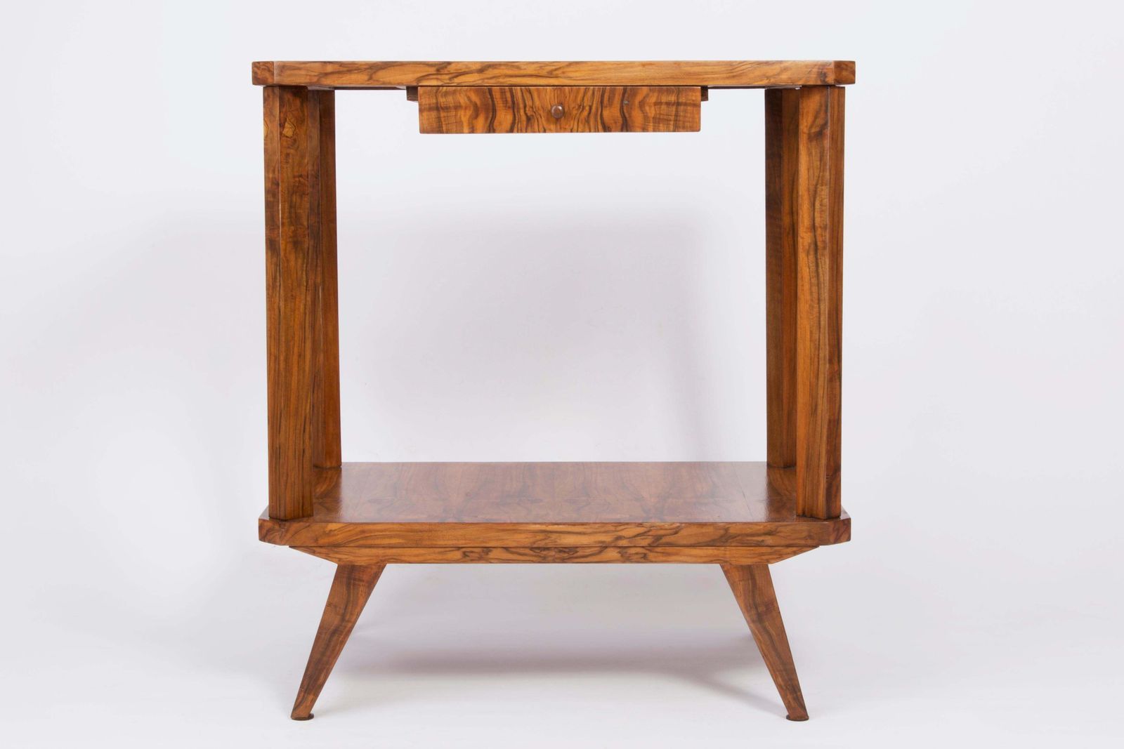 Mid Century Modern Vintage Tv Side Table, Beechwood, Poland, 1960s photo furniture