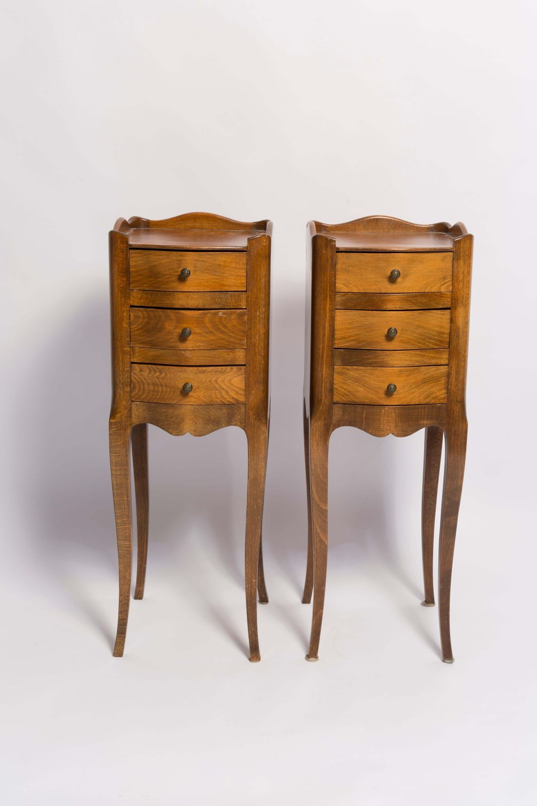 Set Of Two Mid Century Night Tables, Wood, France, 1960s photo Furniture