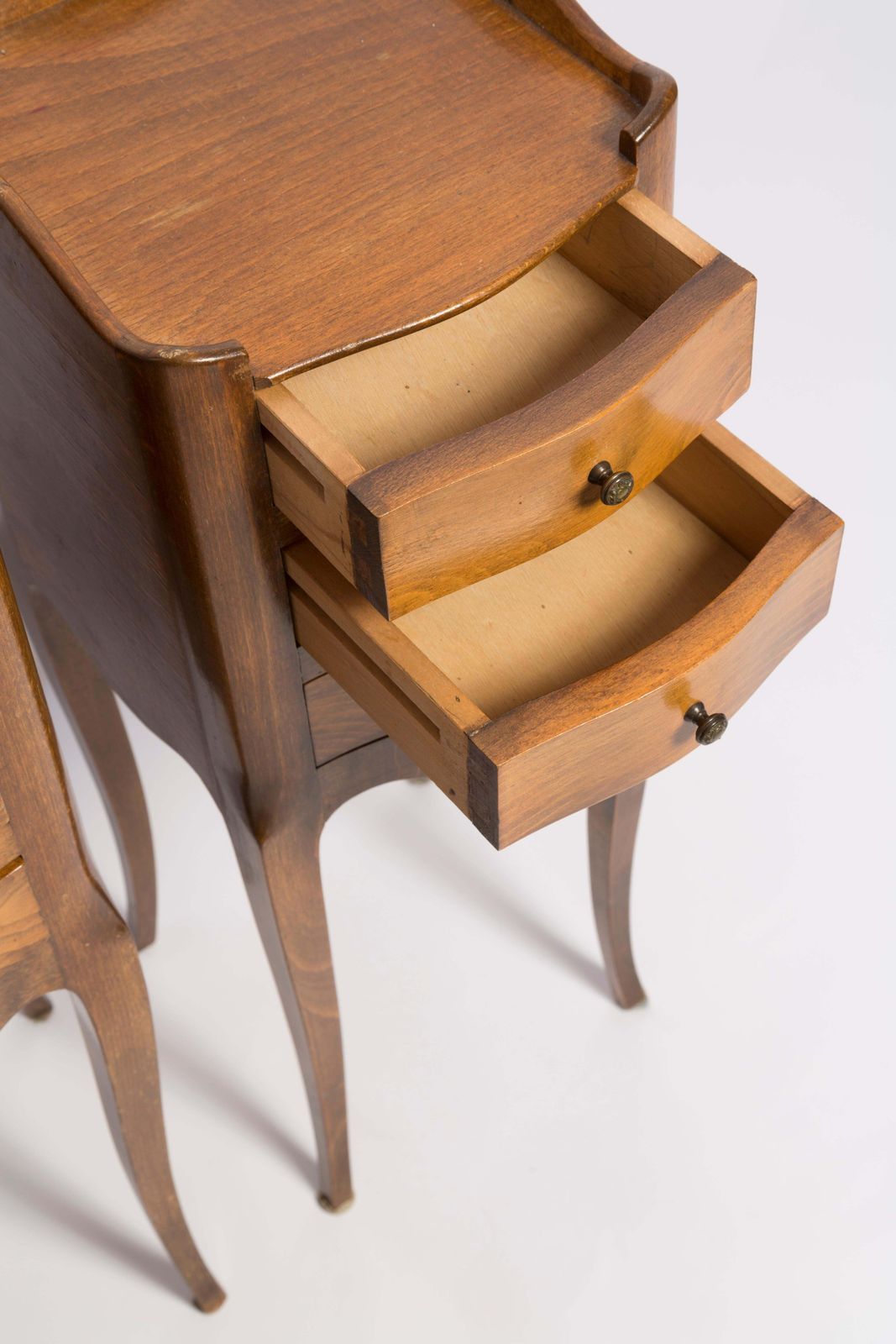 Set Of Two Mid Century Night Tables, Wood, France, 1960s photo vintage
