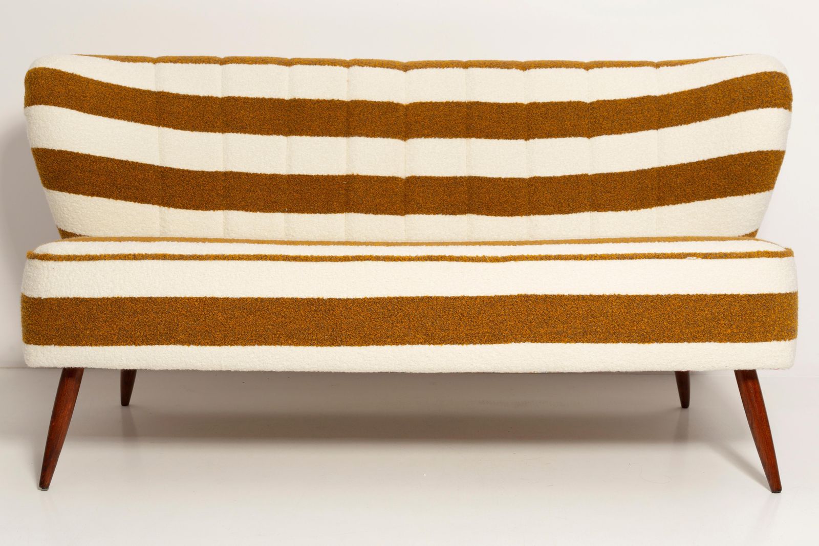Mid Century White And Mustard Boucle Club Sofa, Europe, 1960s photo for sale