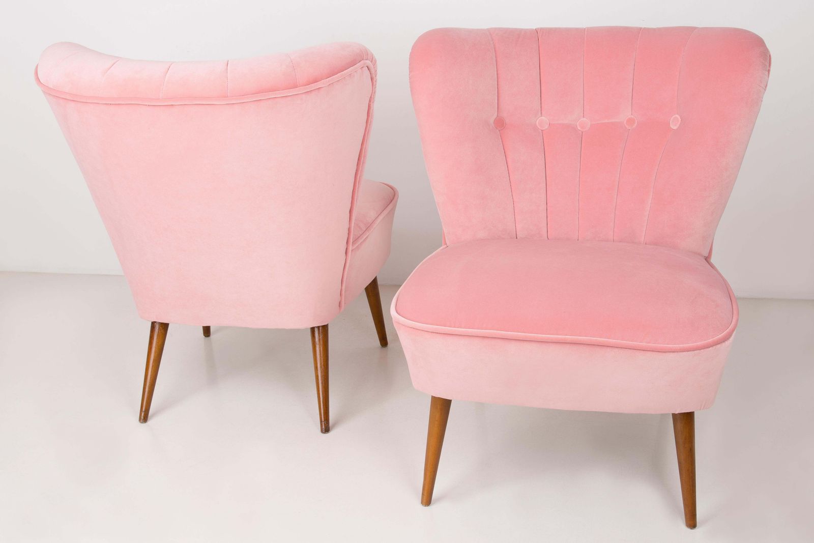 Paar Duitse Mid Century Clubfauteuils In Babyroos Velvet, Jaren 1960 photo 3403.0