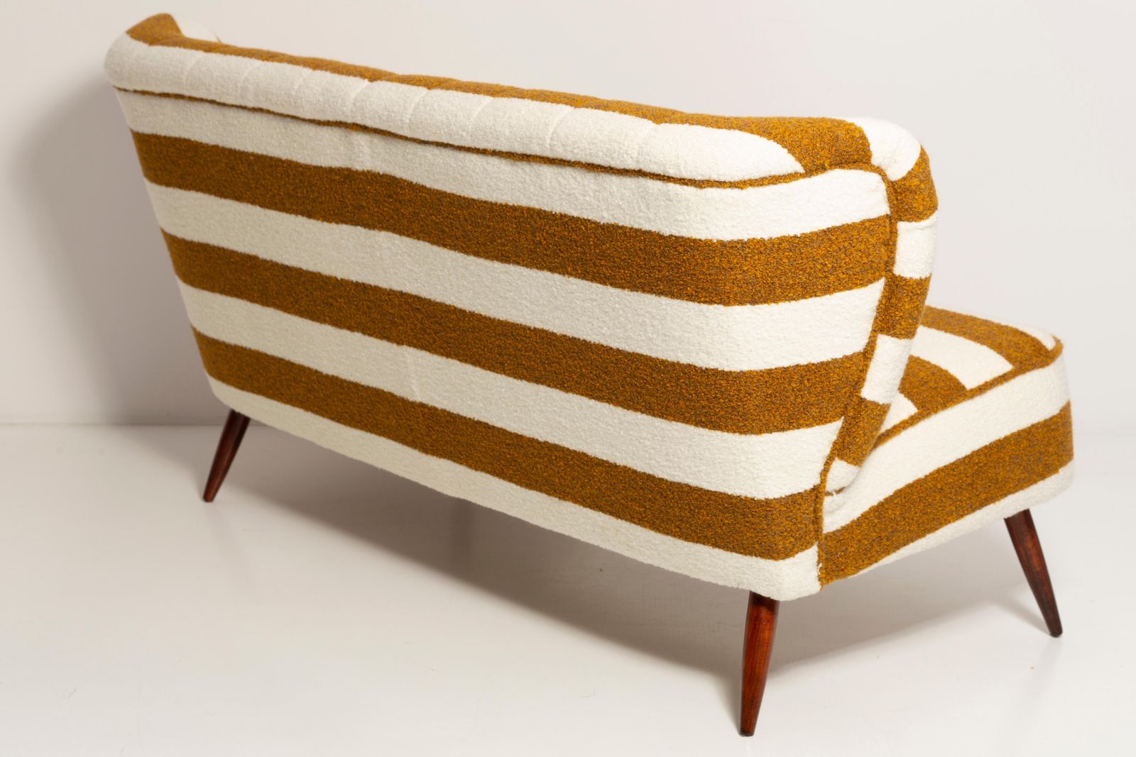 photo furniture Mid Century White And Mustard Boucle Club Sofa, Europe, 1960s