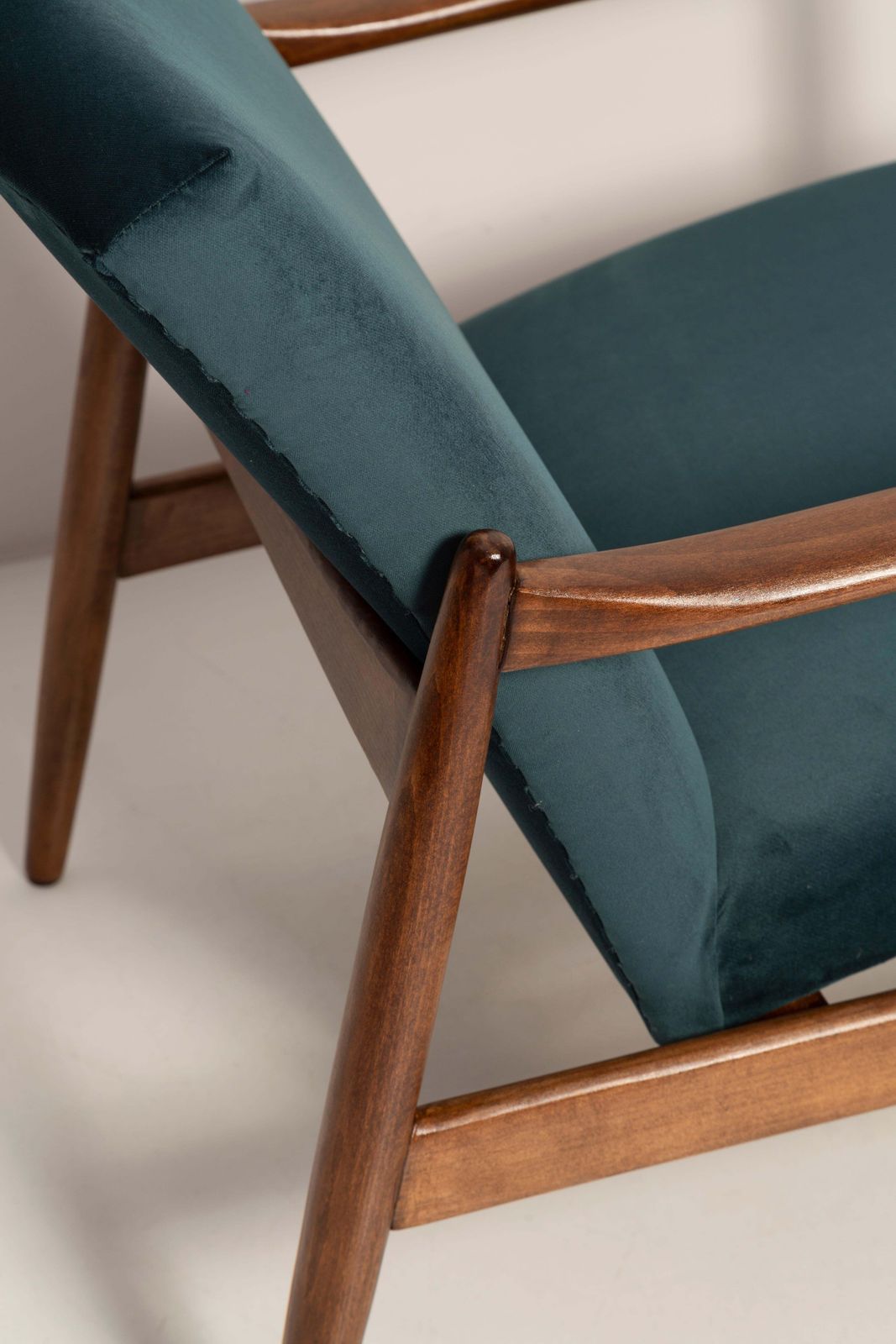 Set Of Petrol Blue Vintage Armchairs And Stools, Edmund Homa, 1960s photo buy