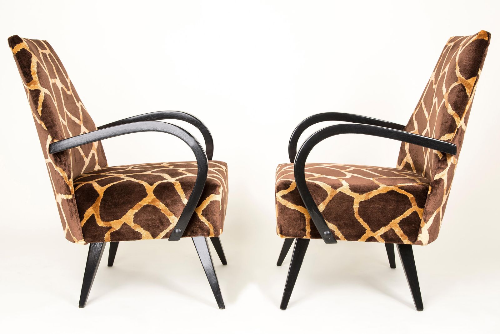 20th Century Pair Of Giraffe Brown And Beige Armchairs, 1960s photo 3828.0