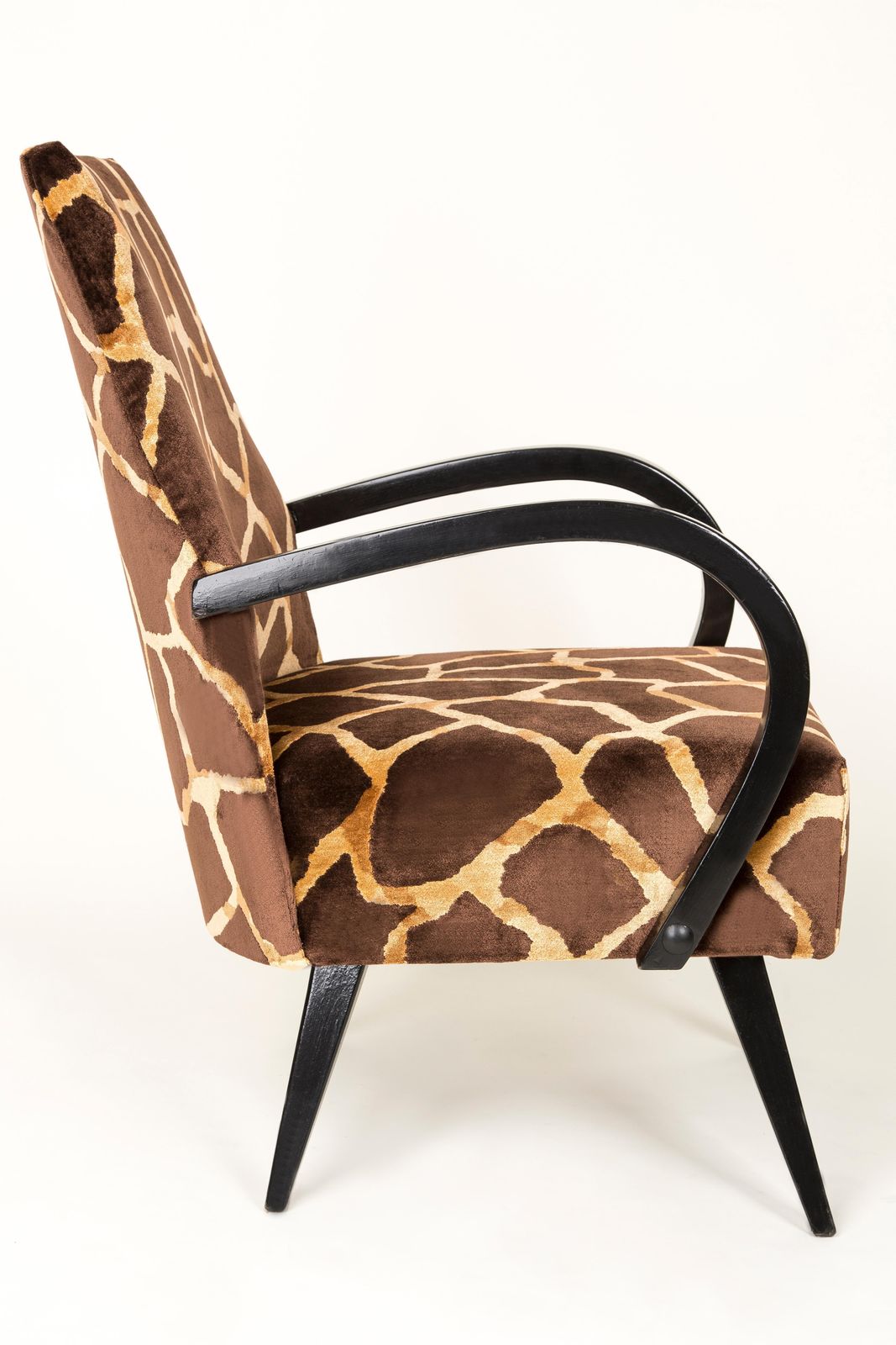 20th Century Pair Of Giraffe Brown And Beige Armchairs, 1960s photo vinterior