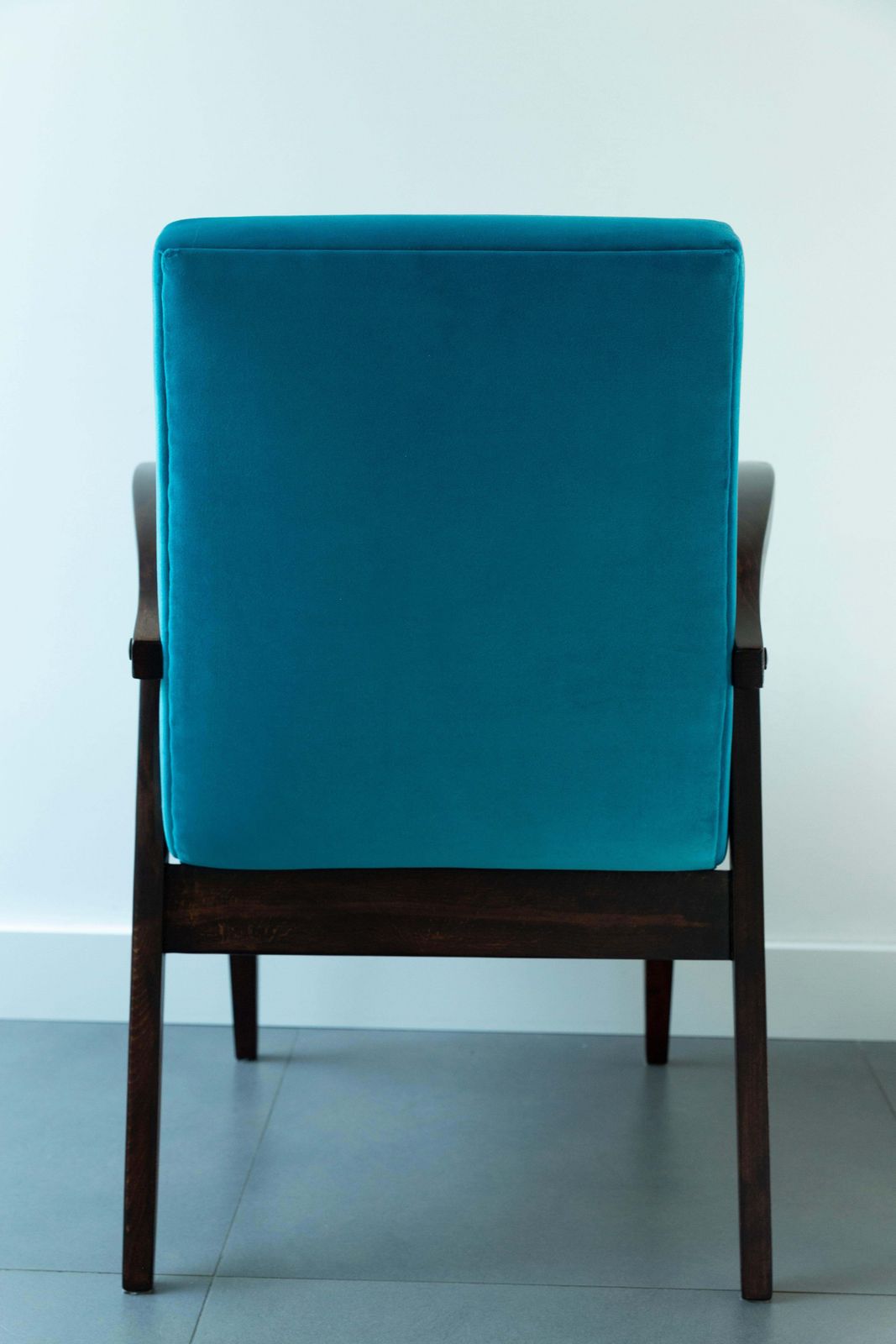 Furniture Set Of Four Vintage Chairs In Blue Velvet By Mieczyslaw Puchala, 1960s photo