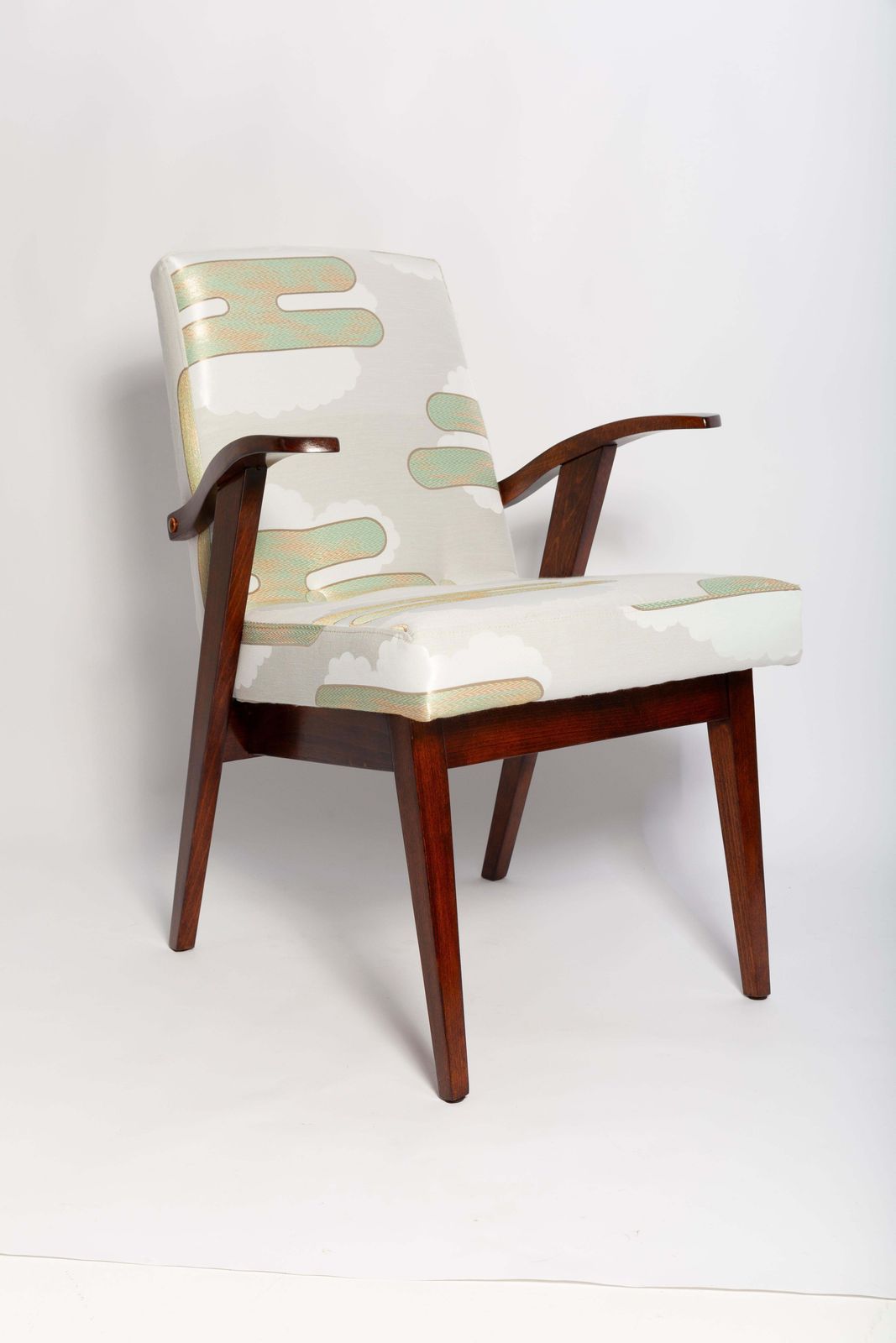 Four Mid Century Lontano Jacquard Green Armchairs By M. Puchala, Europe, 1960s photo furniture