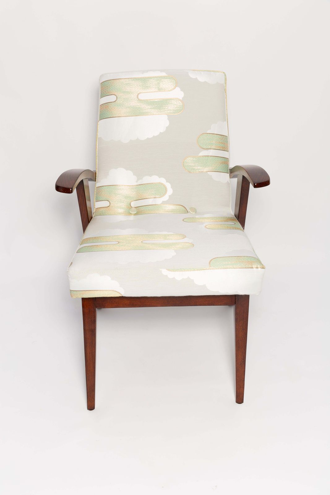 Four Mid Century Lontano Jacquard Green Armchairs By M. Puchala, Europe, 1960s photo vintage