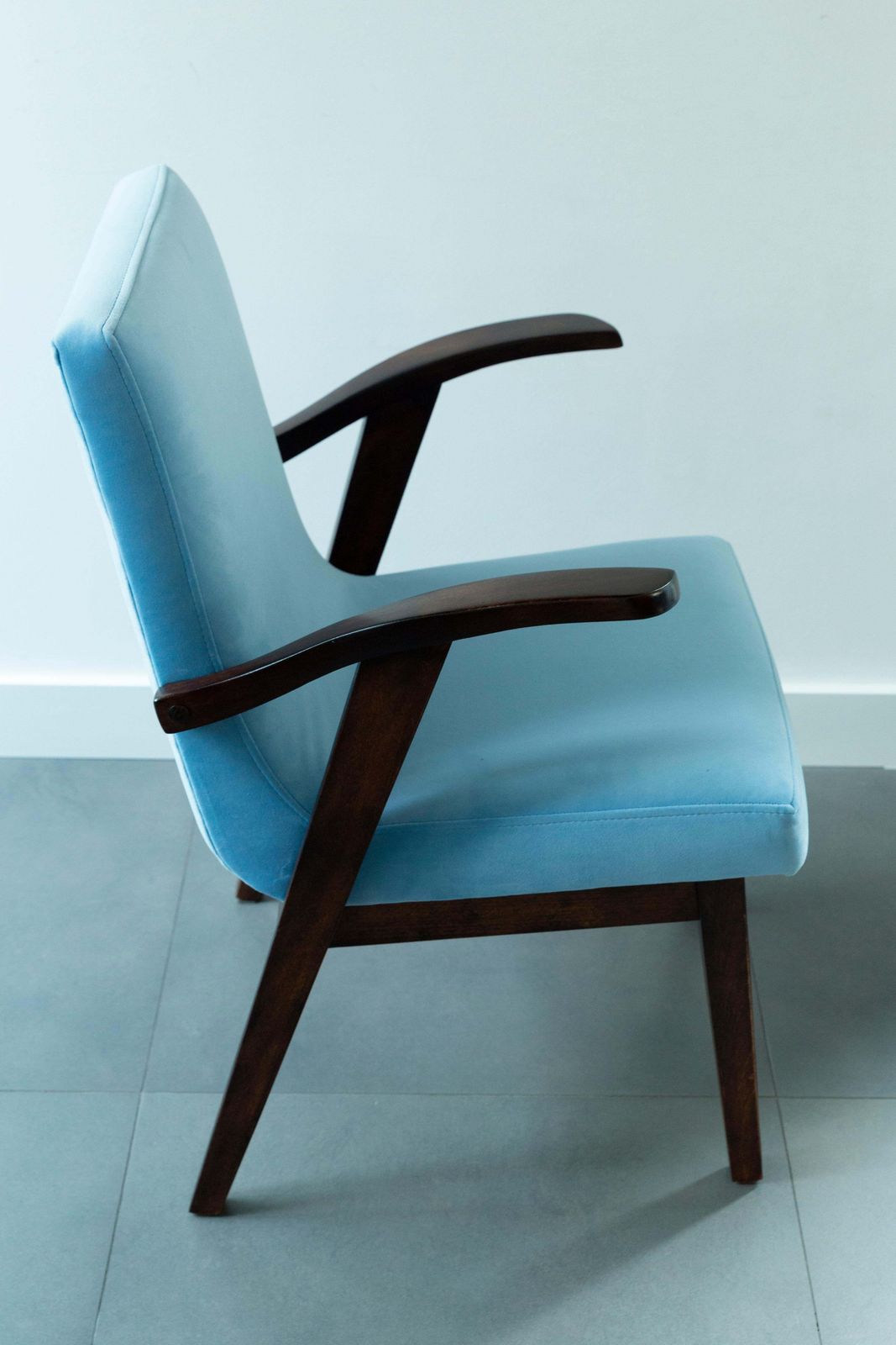 Set Of Six 20th Century Armchairs In Baby Blue Velvet, Mieczyslaw Puchala, 1960s photo furniture