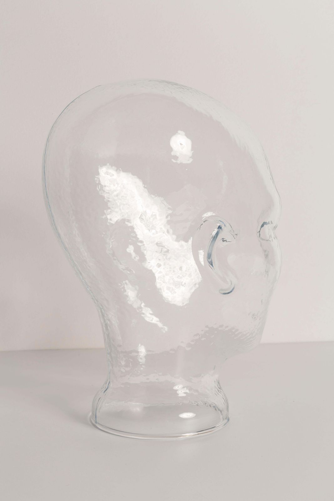 Transparent Vintage Decorative Mannequin Glass Head Sculpture, 1970s, Germany photo Art