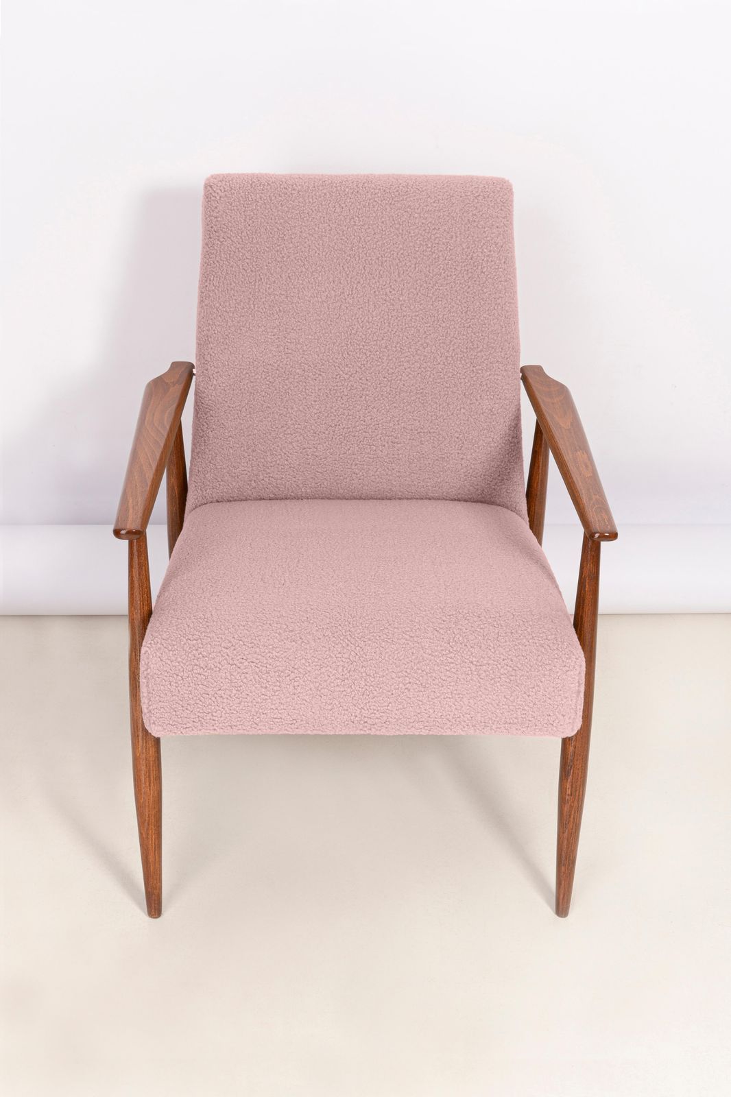 Six Dusty Pink Bouclé Dante Armchairs, H. Lis, Europe, 1960s photo Furniture
